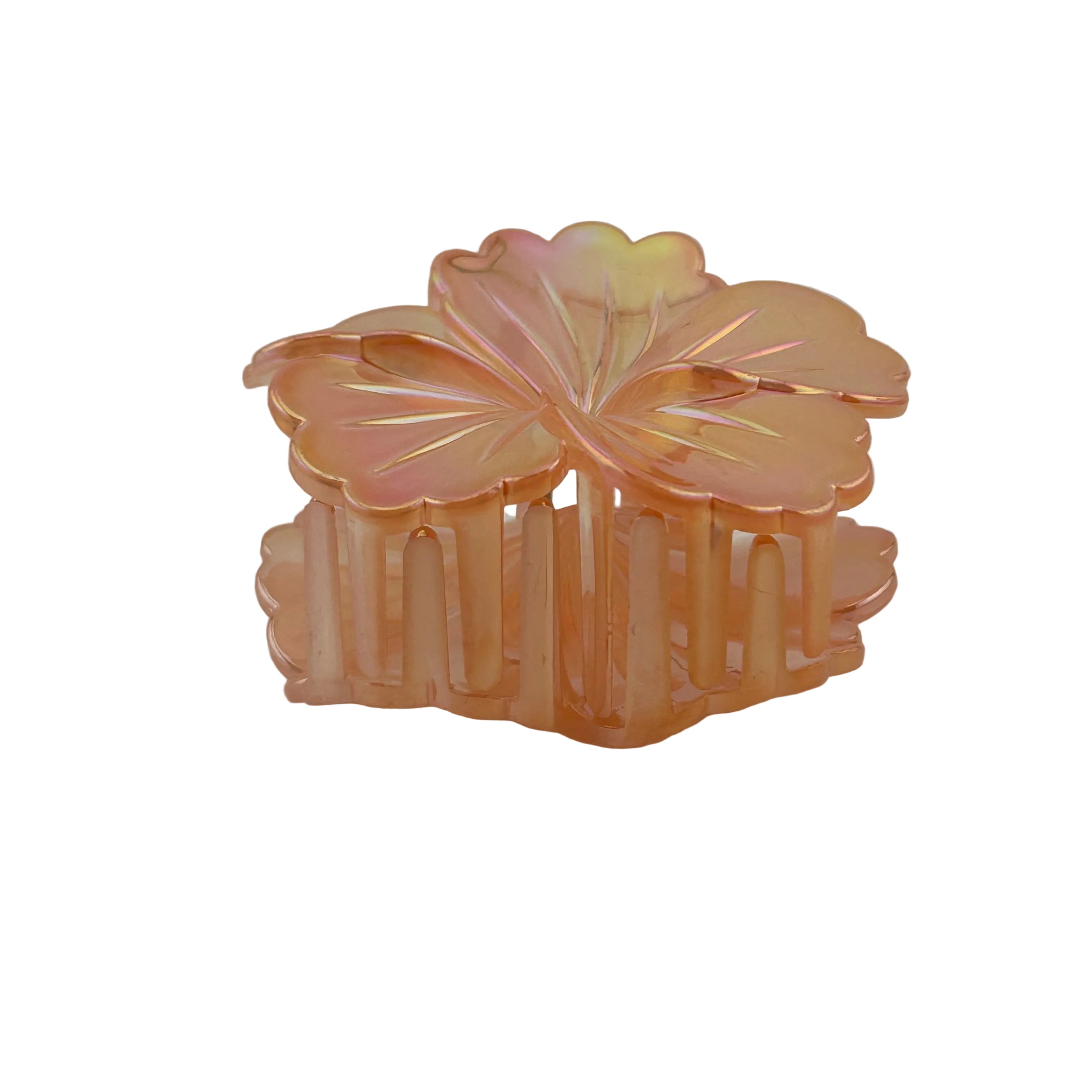 Hibiscus Hair Clip - Large: Iridescent Peach