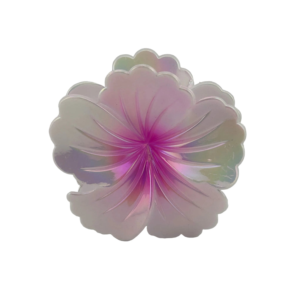 Hibiscus Hair Clip - Large: Iridescent Pearl/Pink