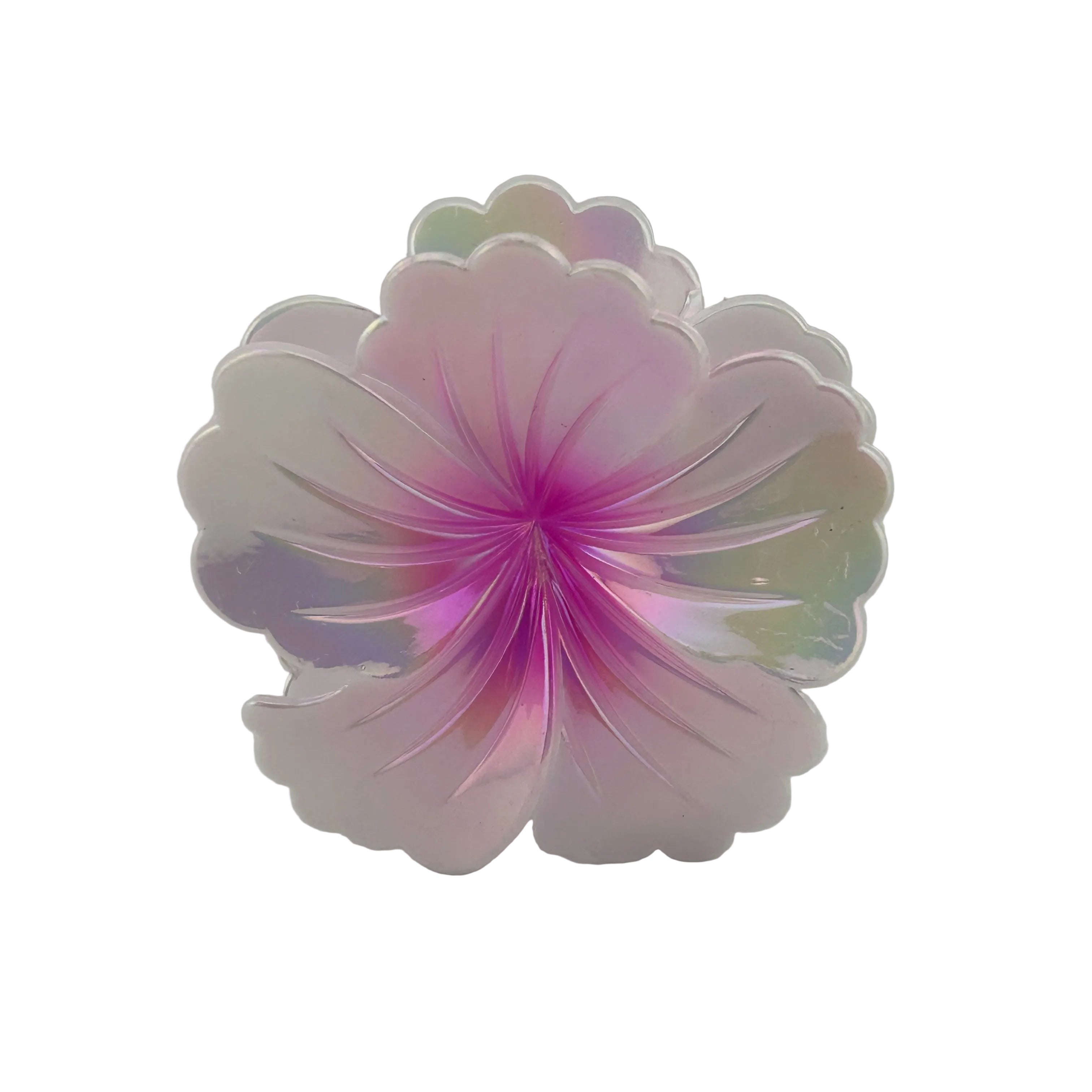 Hibiscus Hair Clip - Large: Iridescent Pearl/Pink