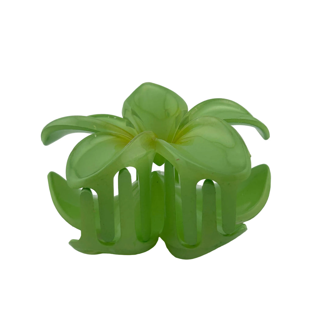 Plumeria Hair Clip - Large: Light Green/Yellow