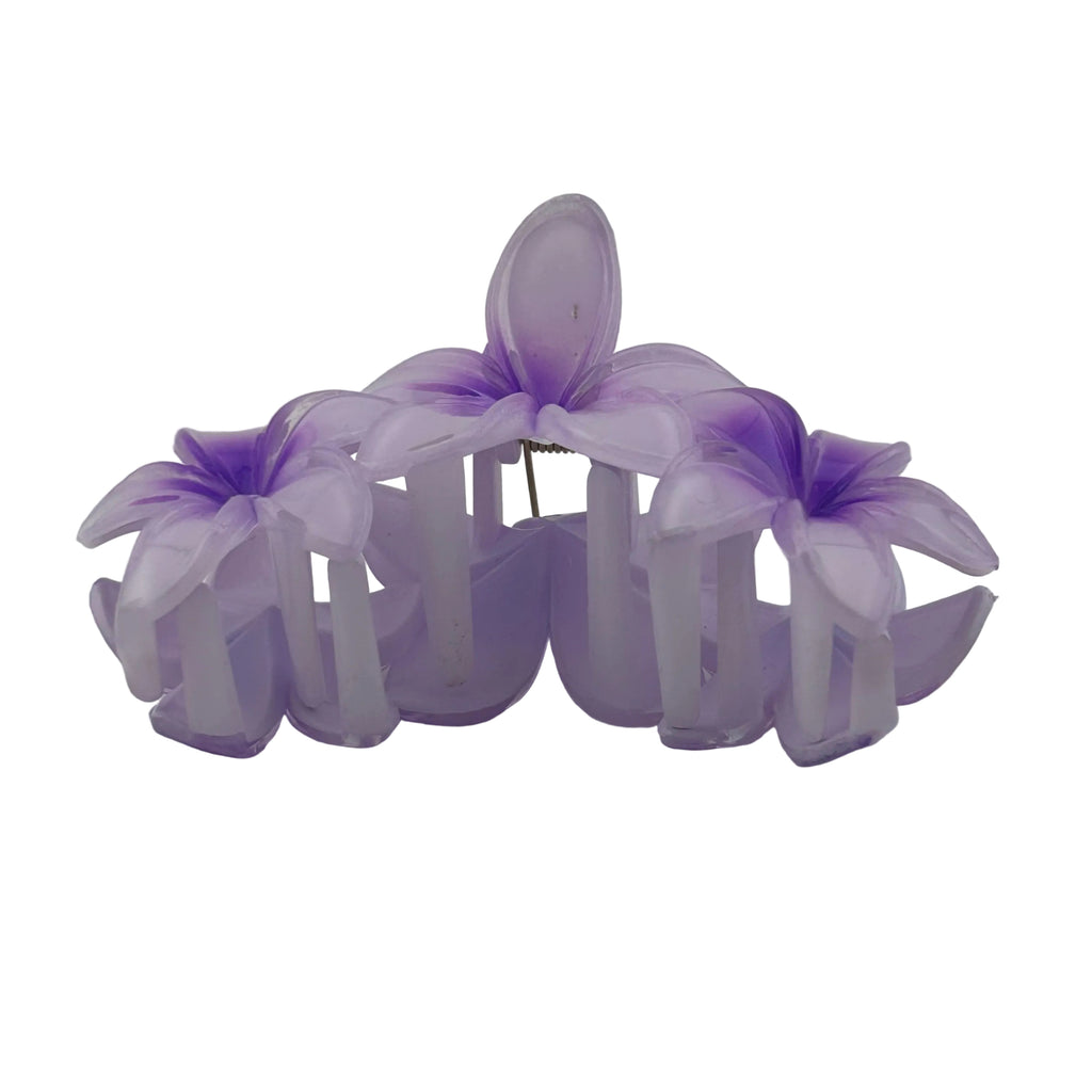 Plumeria Trio Hair Clip - Large: Purple