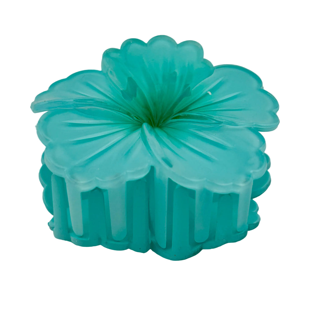 Hibiscus Hair Clip - Large: Teal/Green