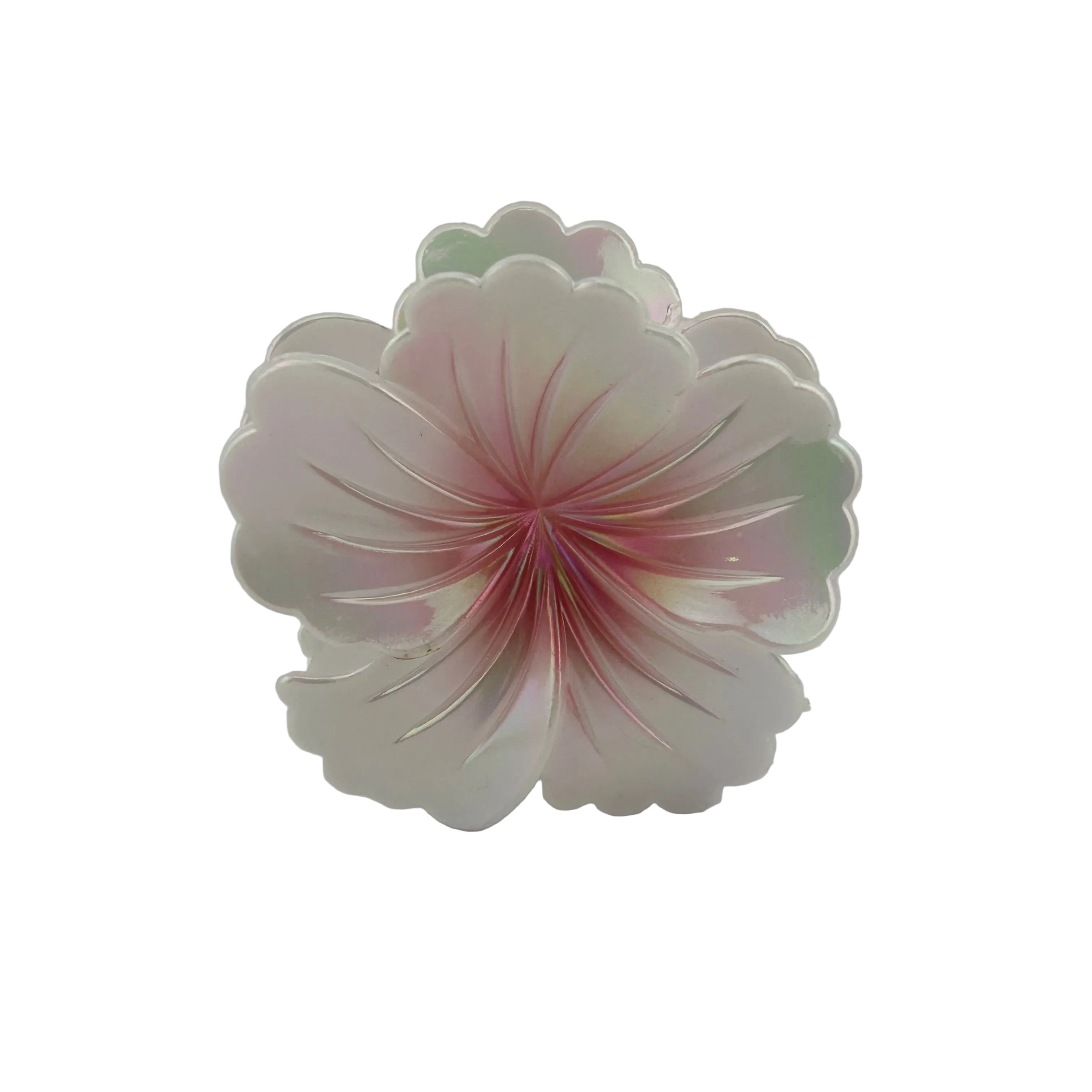 Hibiscus Hair Clip - Large: Iridescent Pearl/Red