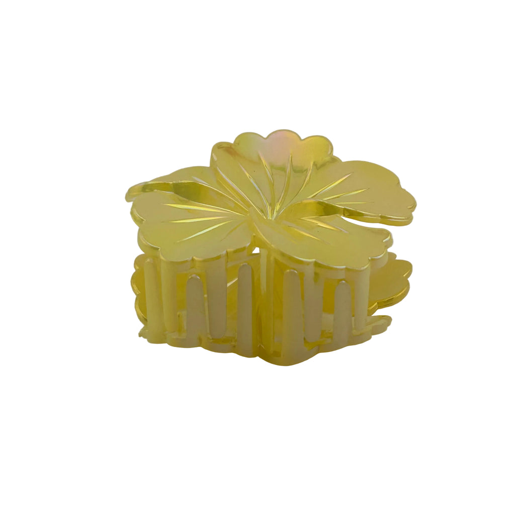 Hibiscus Hair Clip - Large: Iridescent Yellow