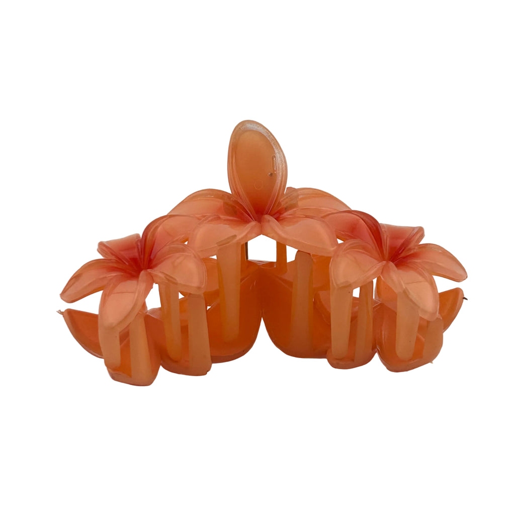 Plumeria Trio Hair Clip - Large: Orange