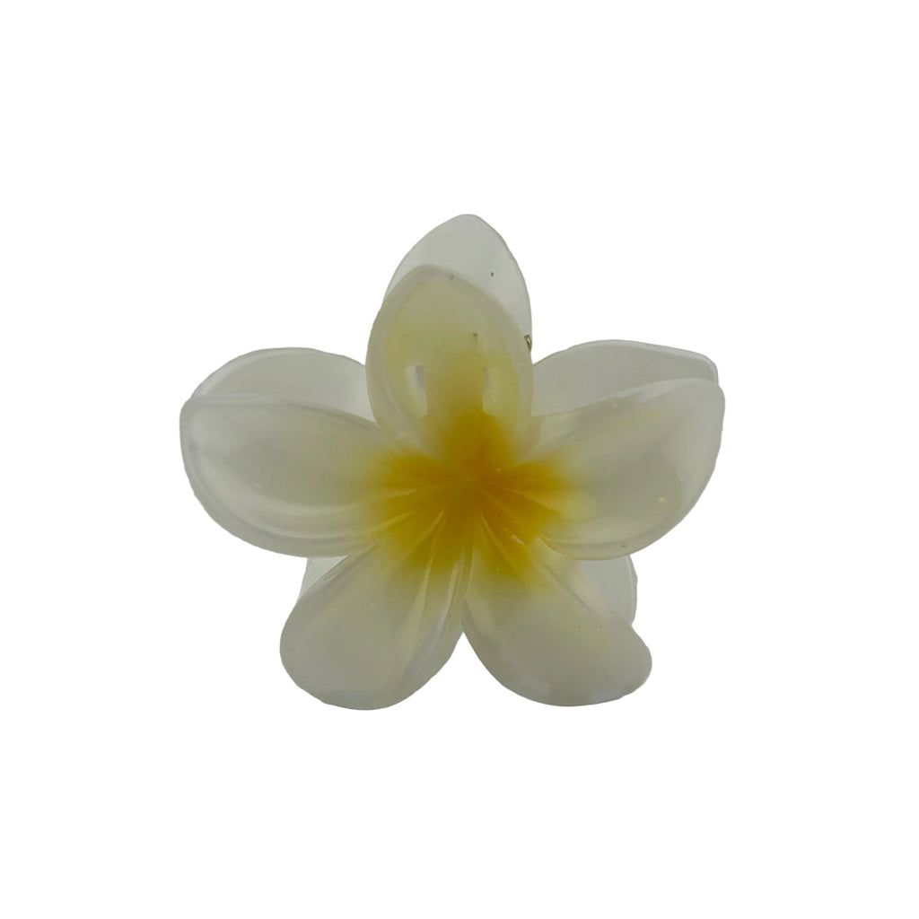 Plumeria Hair Clip - Large: White/Yellow