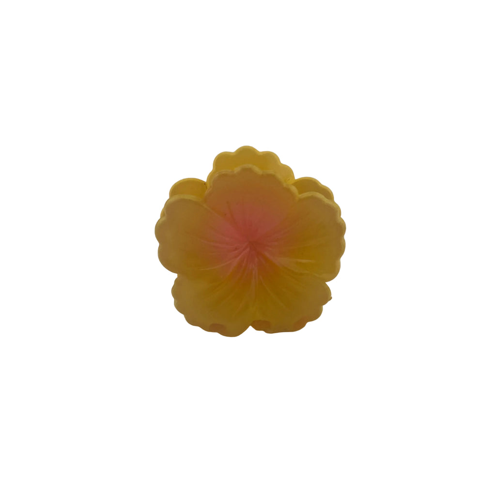 Hibiscus Hair Clip - Small: Yellow/Pink
