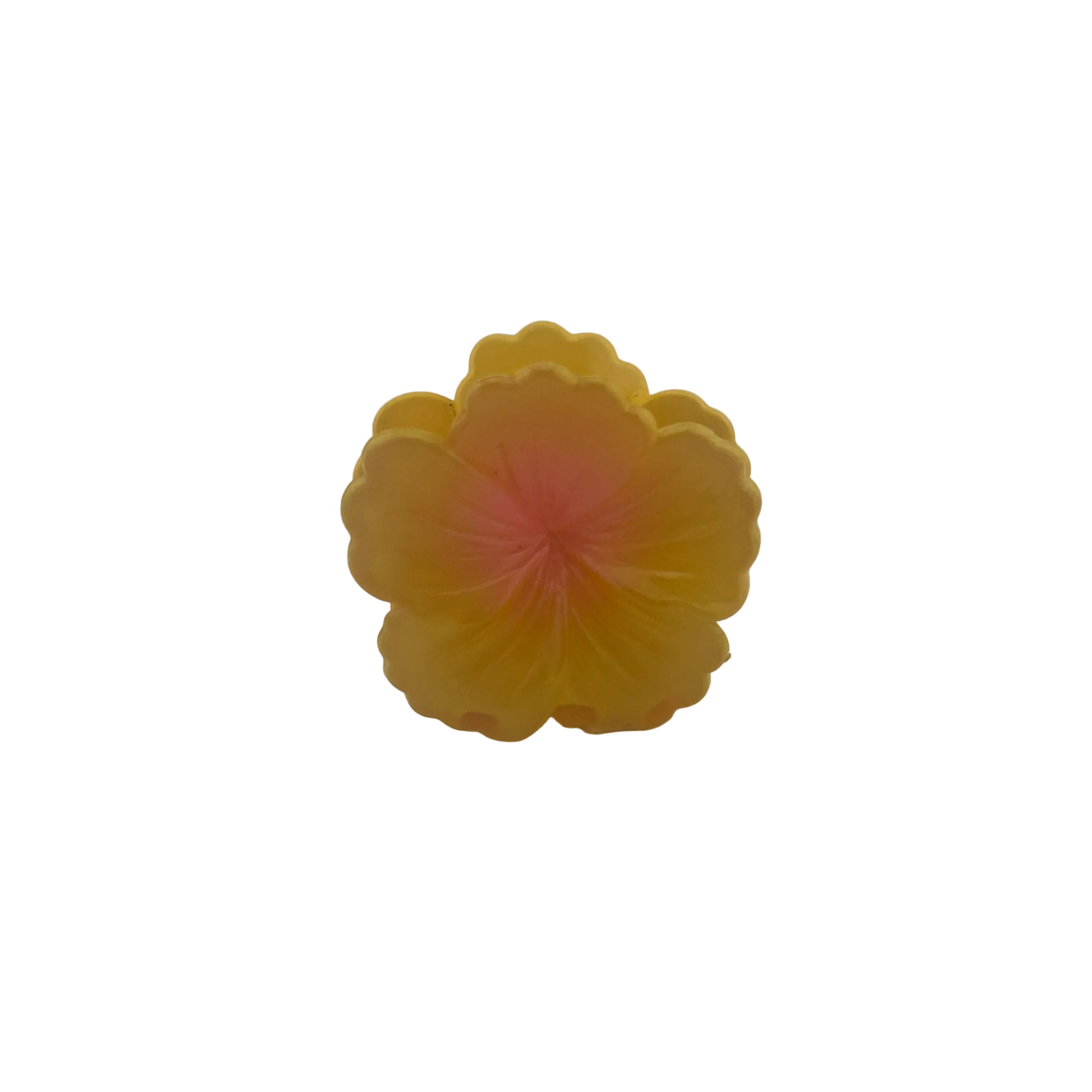 Hibiscus Hair Clip - Small: Yellow/Pink