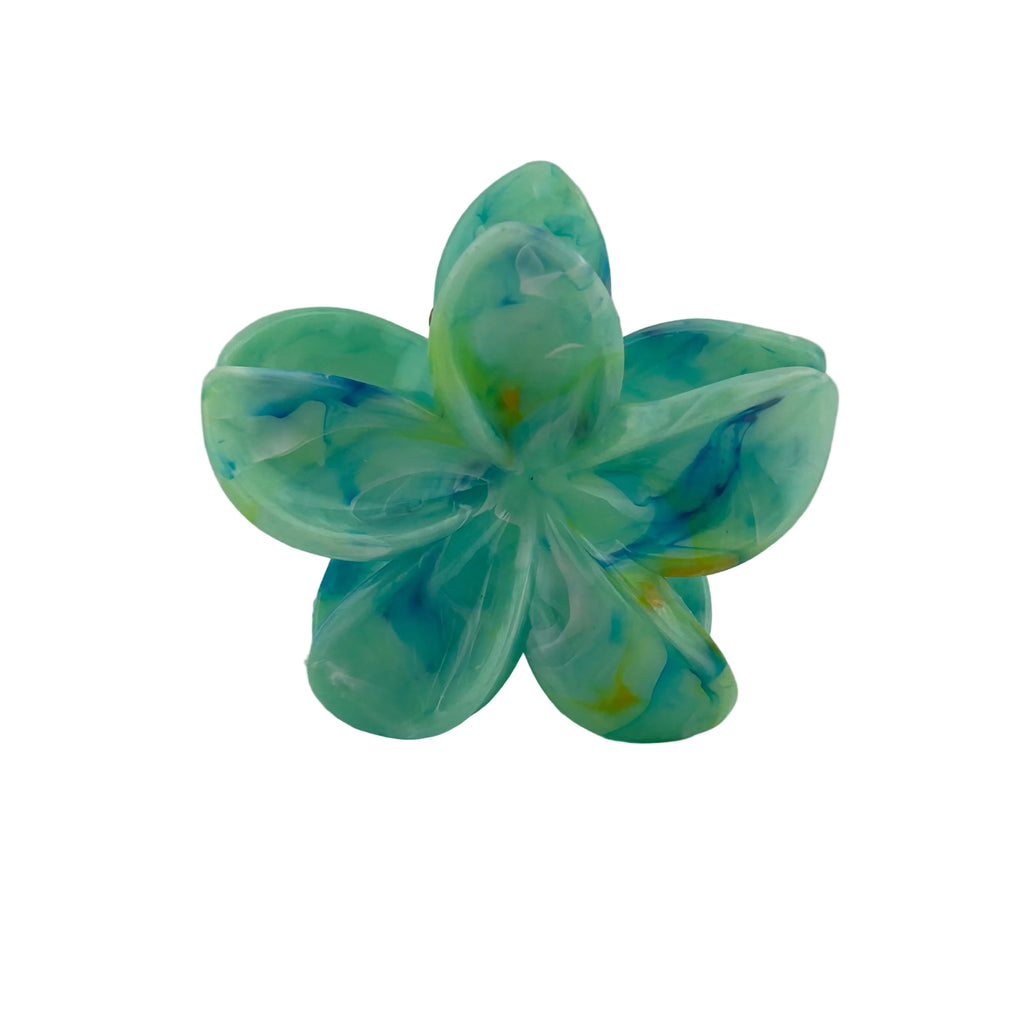 Plumeria Hair Clip - Large: Marbled Sea Glass