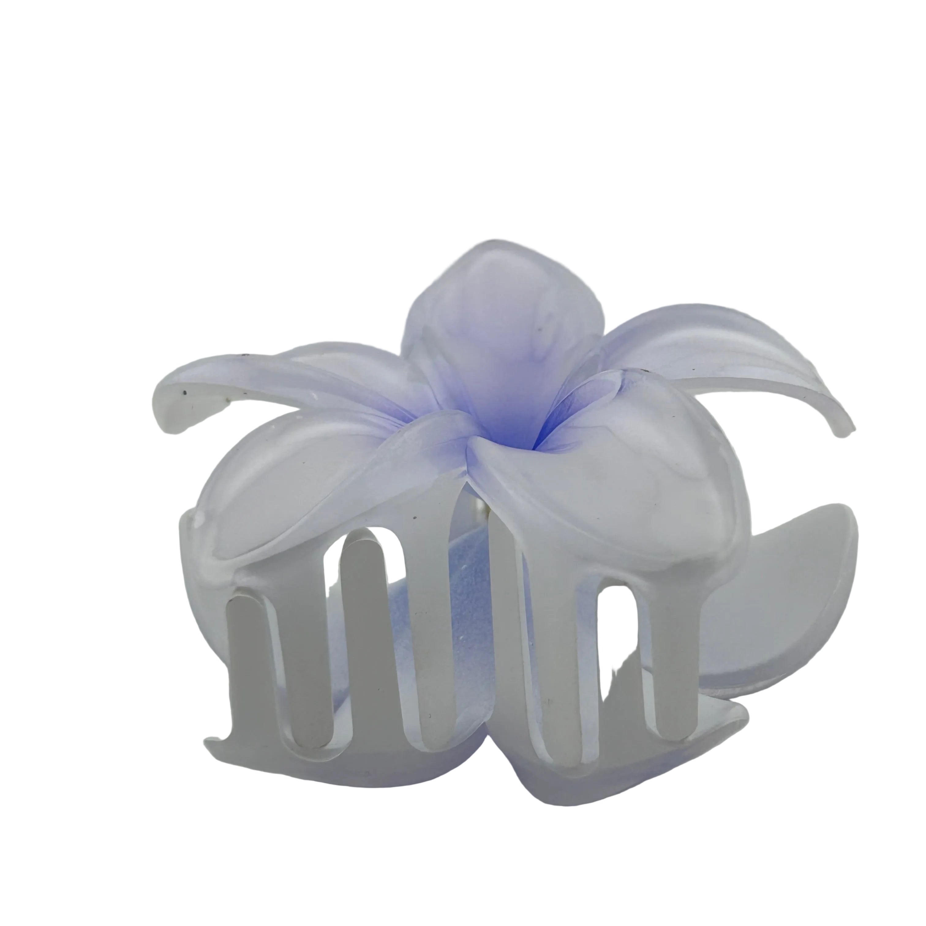 Plumeria Hair Clip - Large: White/Purple