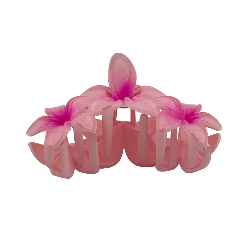 Plumeria Trio Hair Clip - Large: Pink
