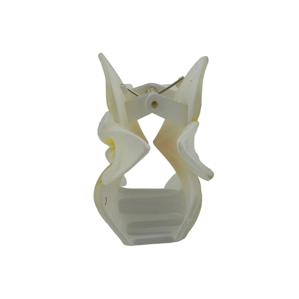 Plumeria Hair Clip - Large: White/Yellow