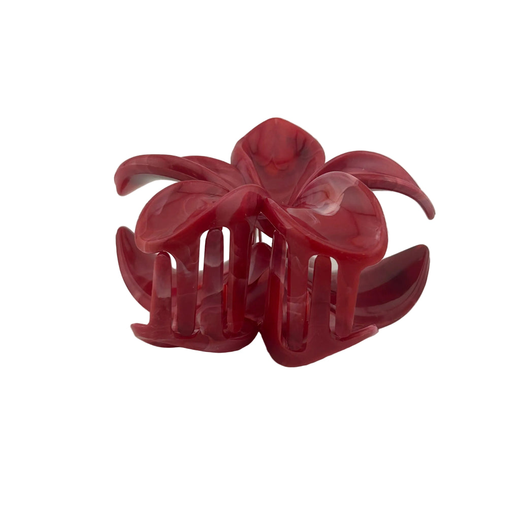 Plumeria Hair Clip - Large: Marbled Red