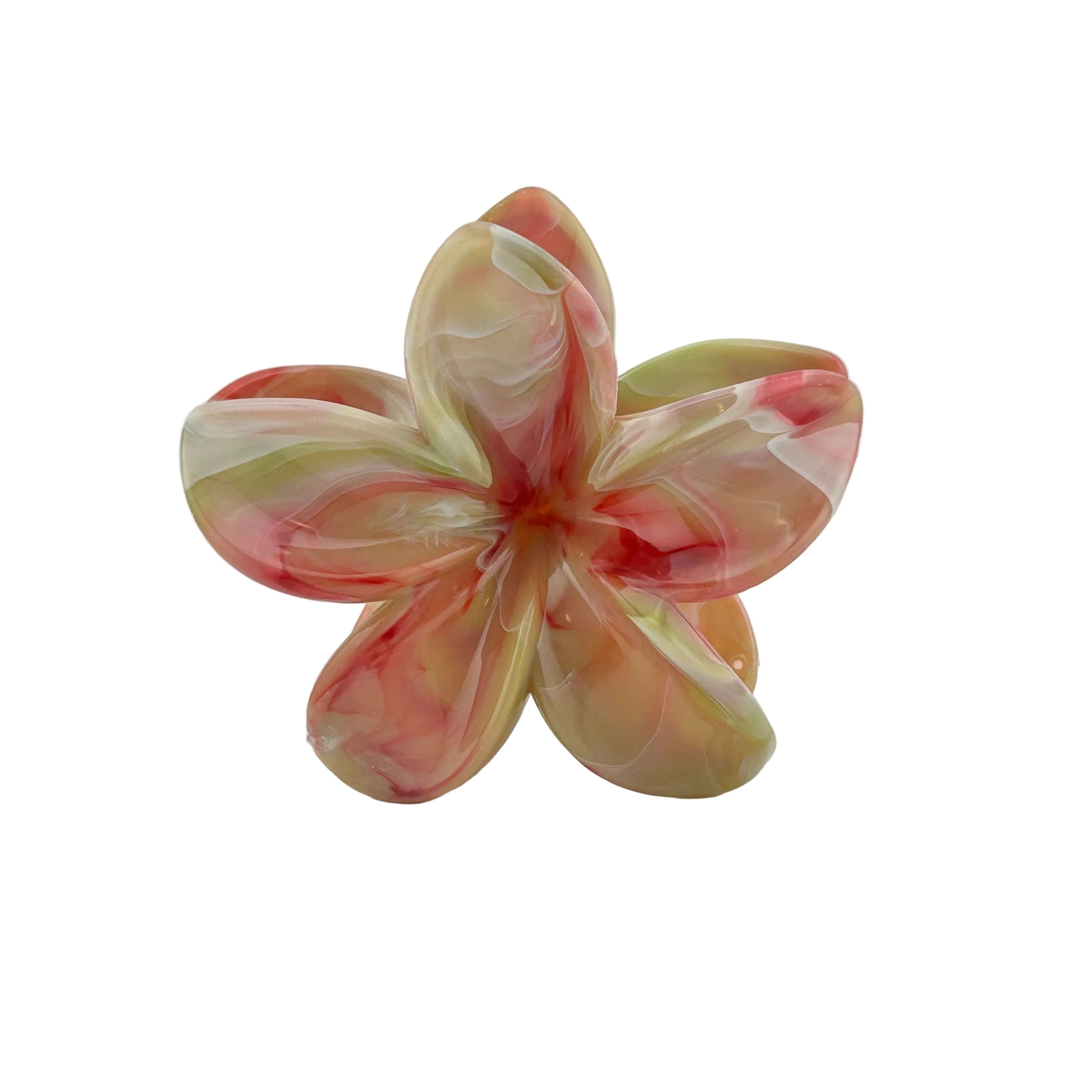 Plumeria Hair Clip - Large: Marbled Red/Green