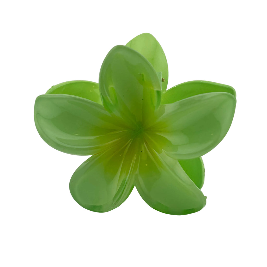 Plumeria Hair Clip - Large: Light Green/Yellow