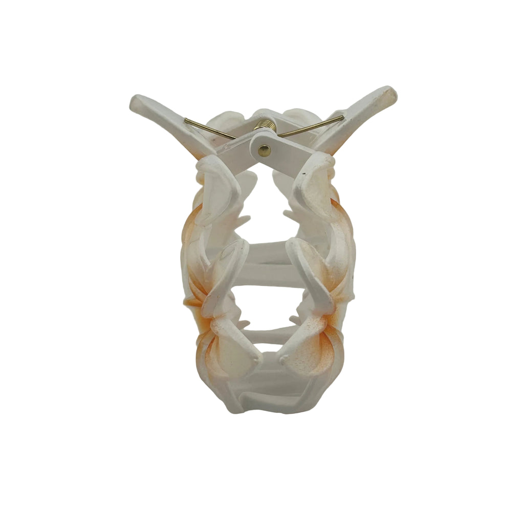 Plumeria Trio Hair Clip - Large: White/Orange