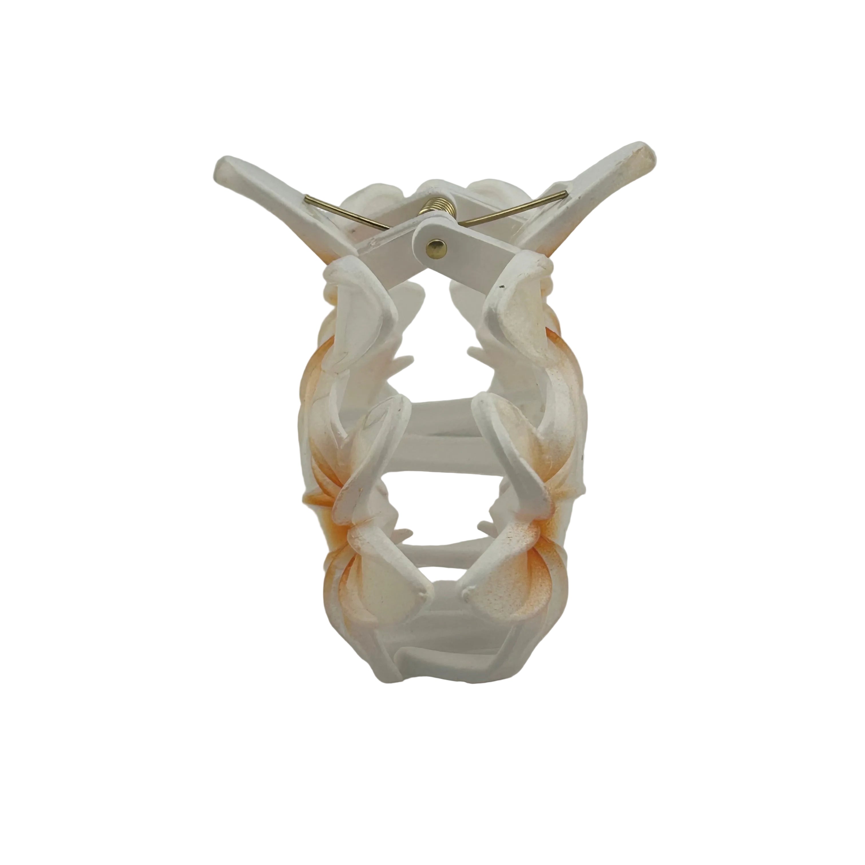 Plumeria Trio Hair Clip - Large: White/Orange