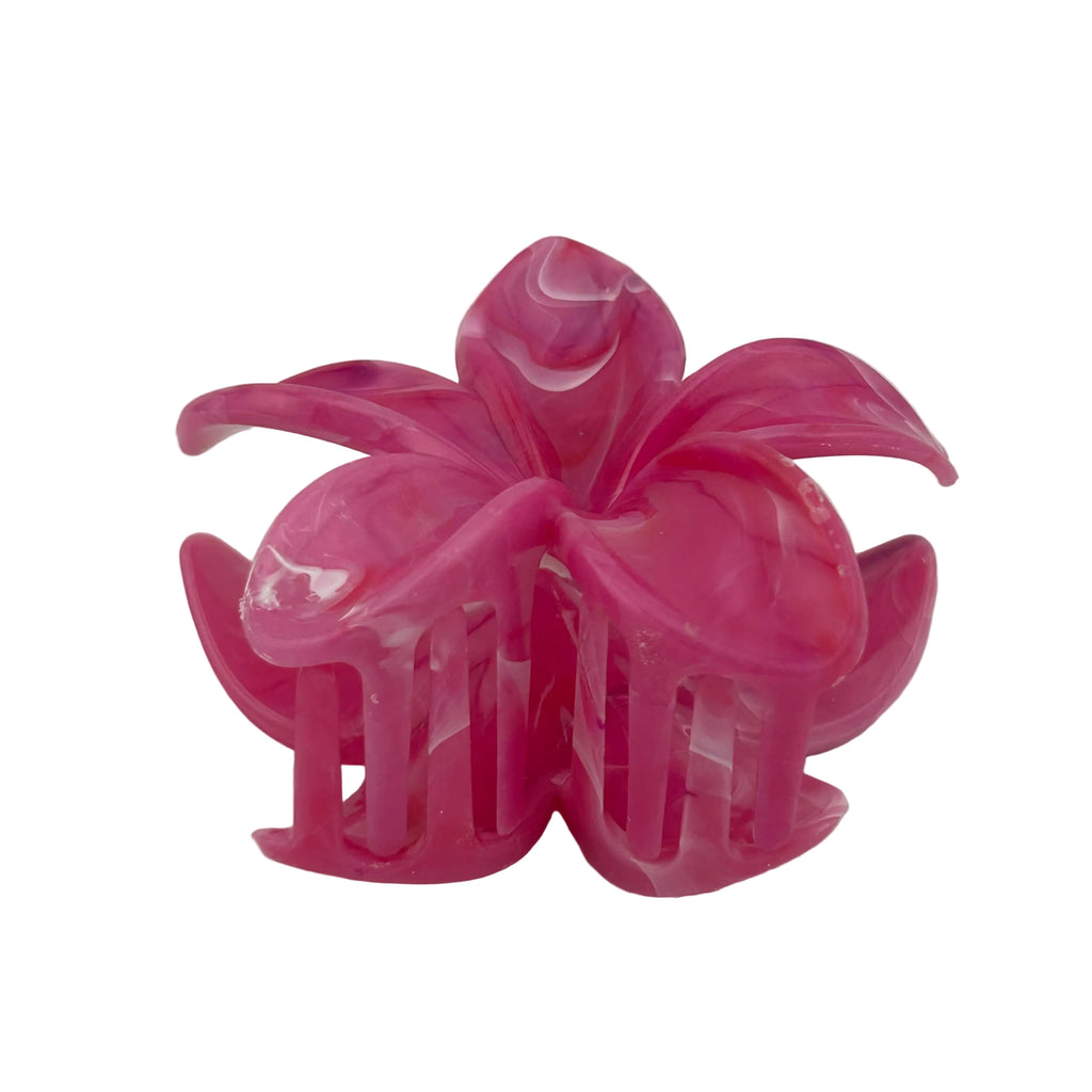Plumeria Hair Clip - Large: Marbled Dark Pink