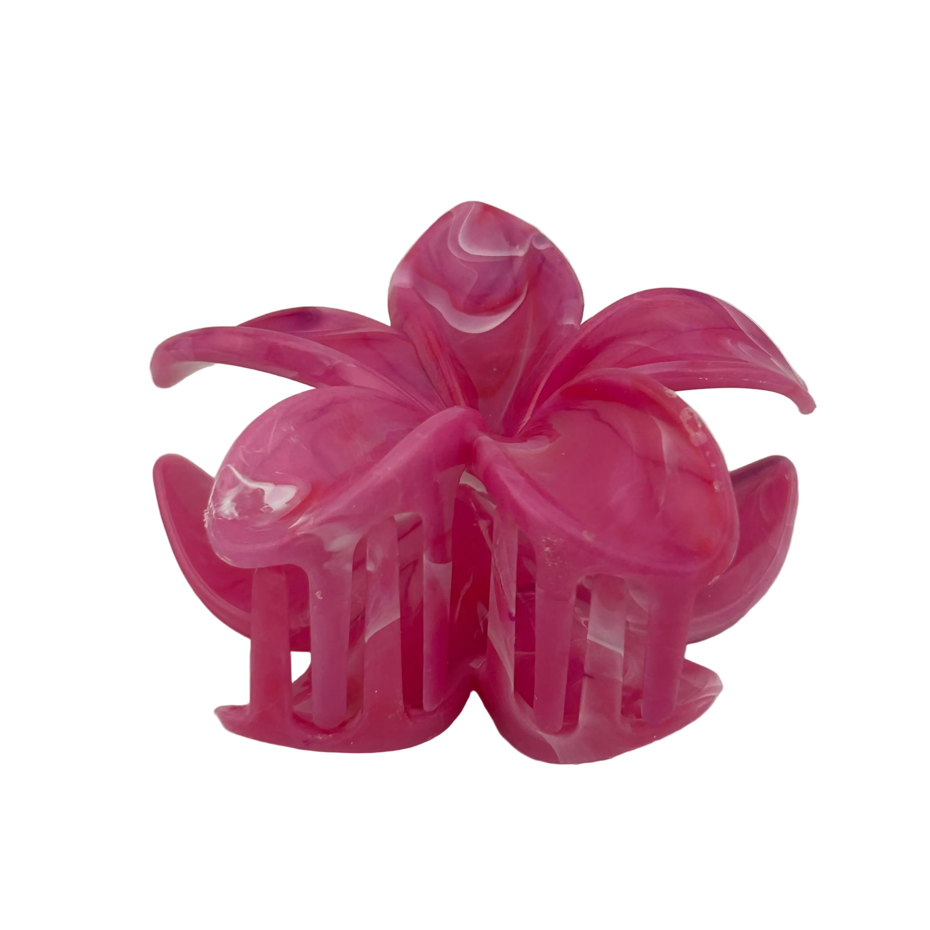 Plumeria Hair Clip - Large: Marbled Dark Pink