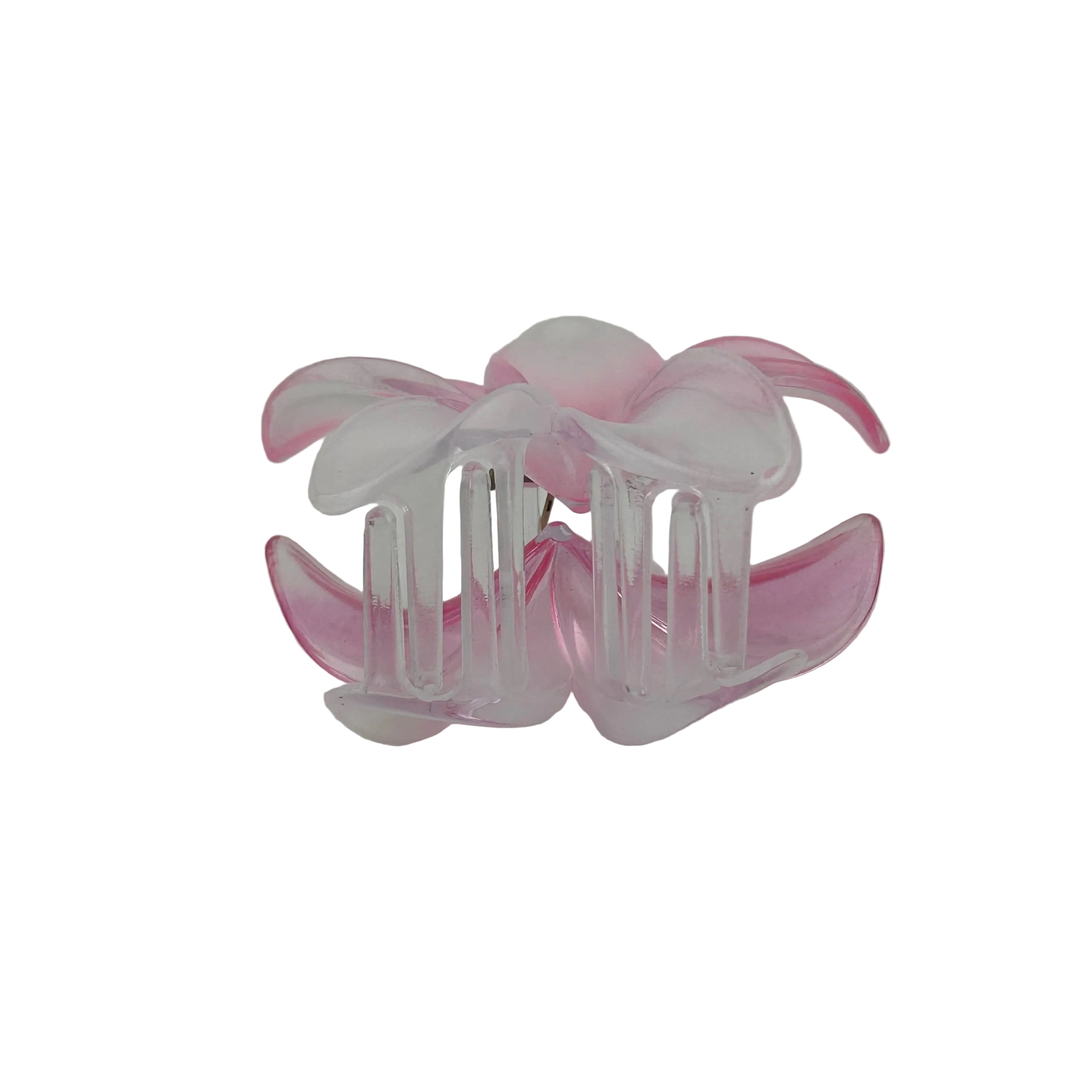 Plumeria Hair Clip - Large: Translucent White/Pink
