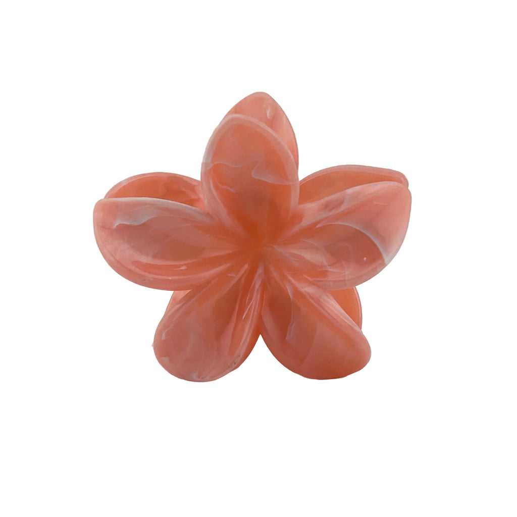 Plumeria Hair Clip - Large: Marbled Pink Coral