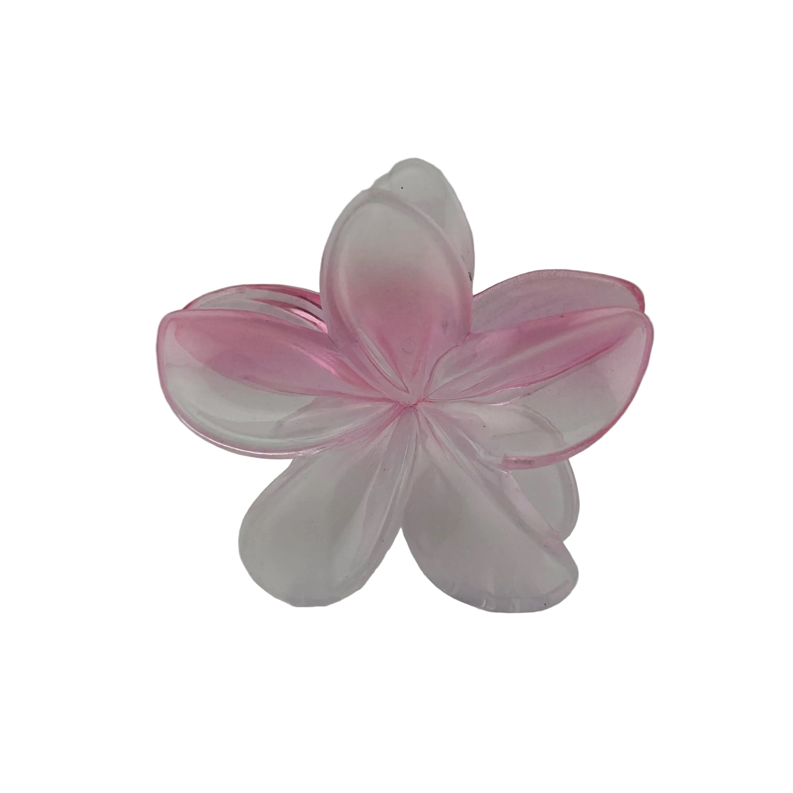 Plumeria Hair Clip - Large: Translucent White/Pink