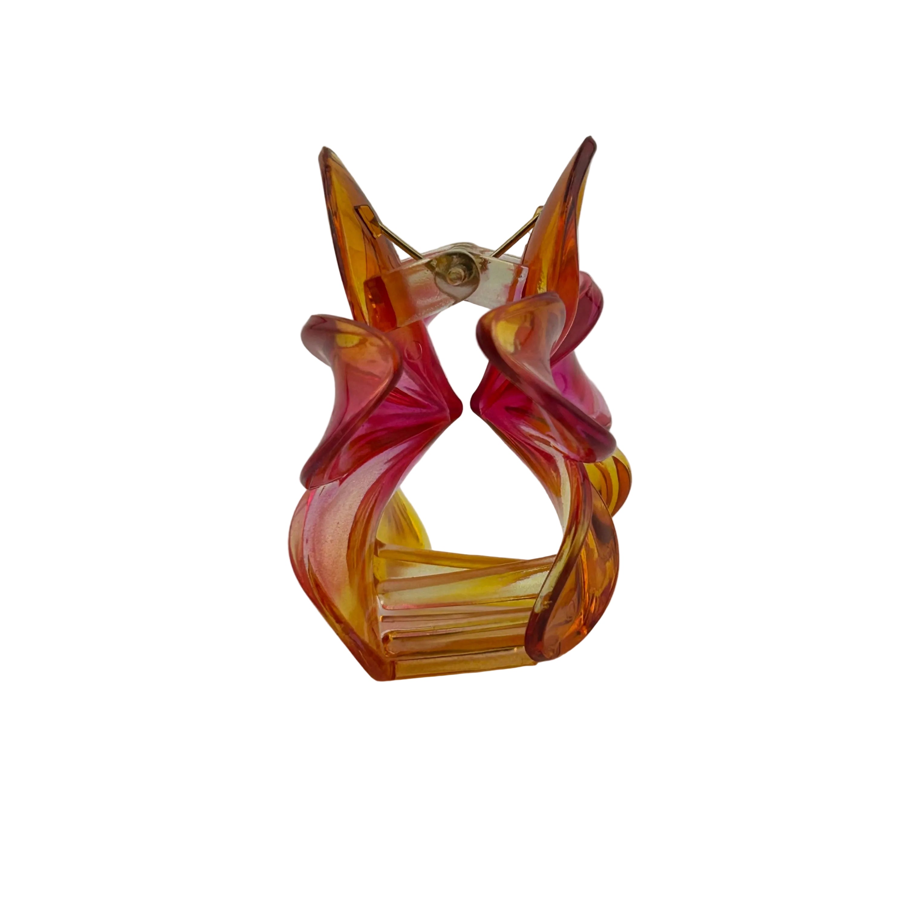 Plumeria Hair Clip - Large: Translucent Orange/Pink