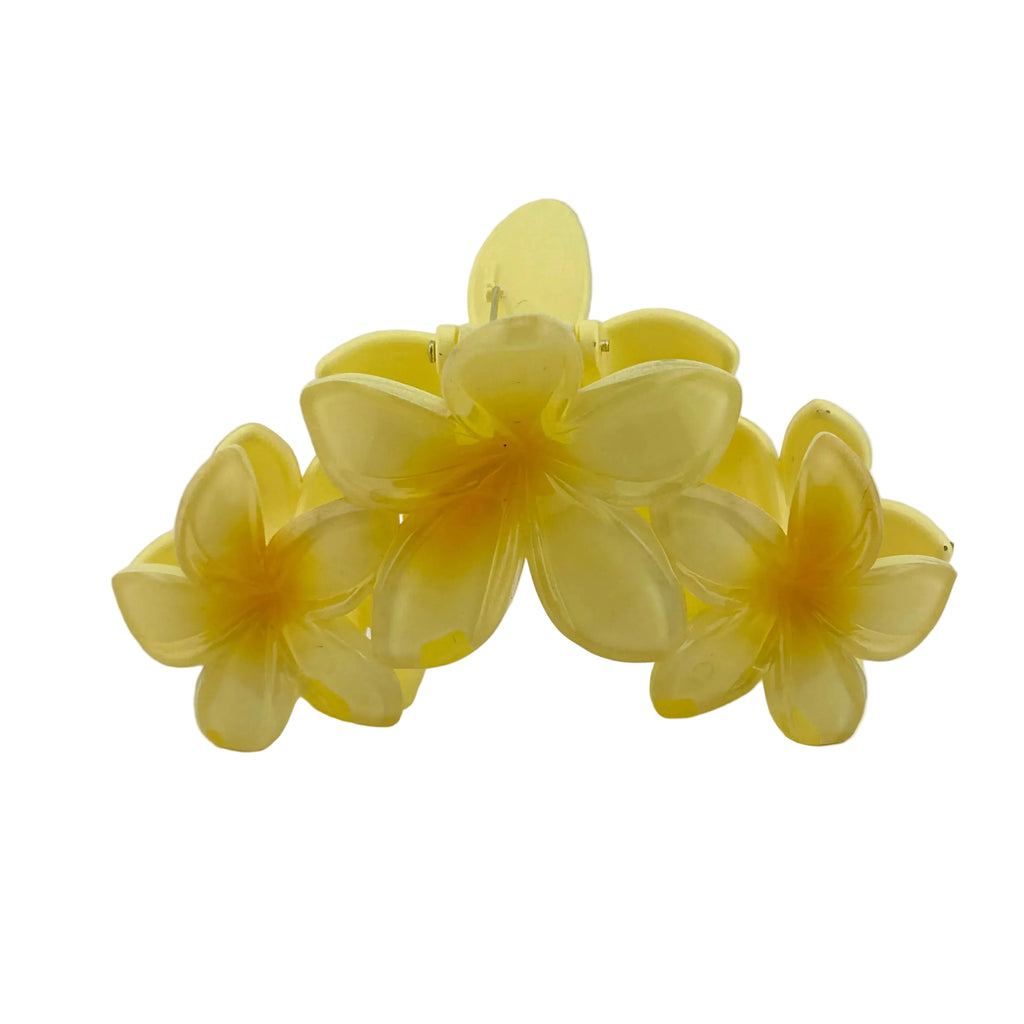 Plumeria Trio Hair Clip - Large: Yellow