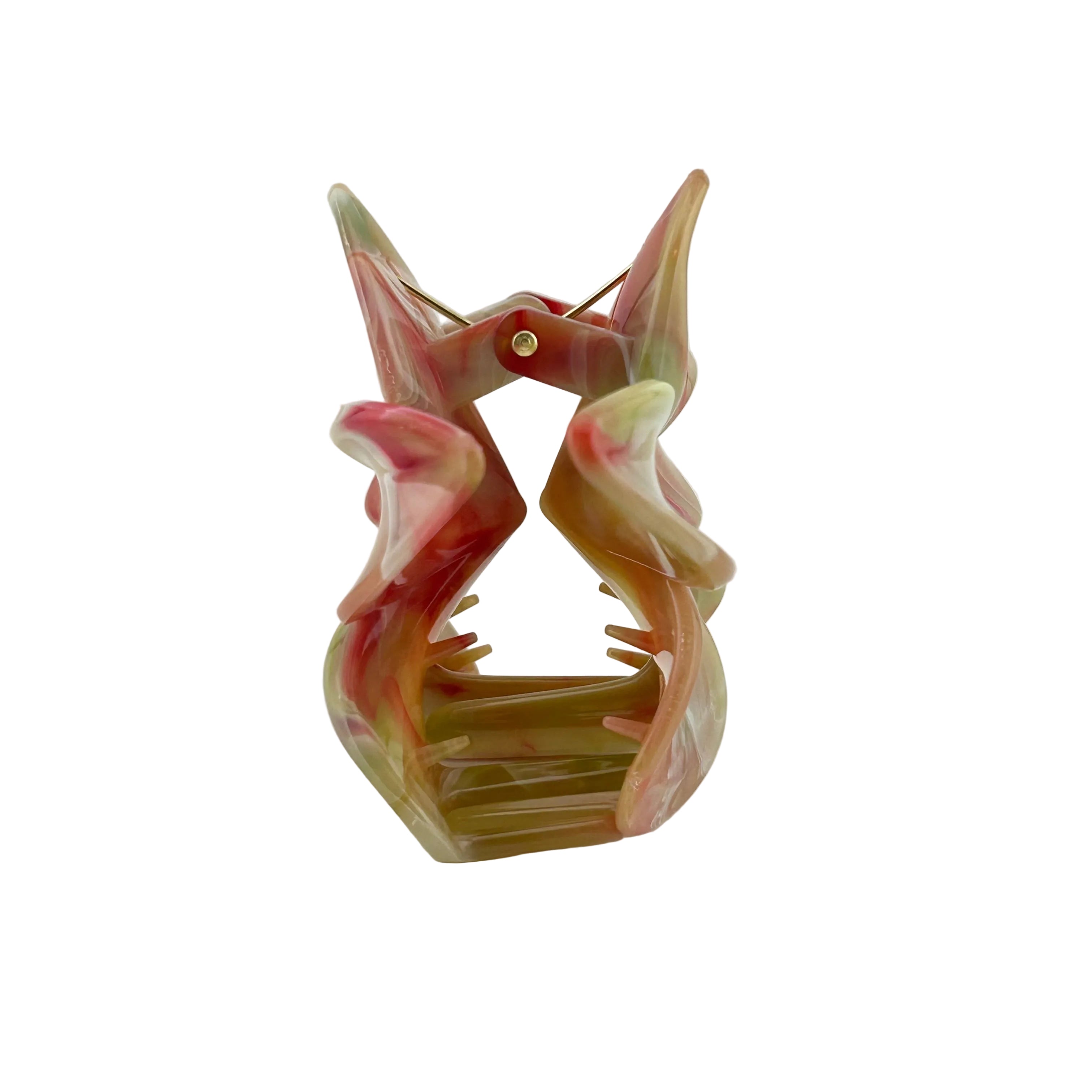 Plumeria Hair Clip - Large: Marbled Red/Green