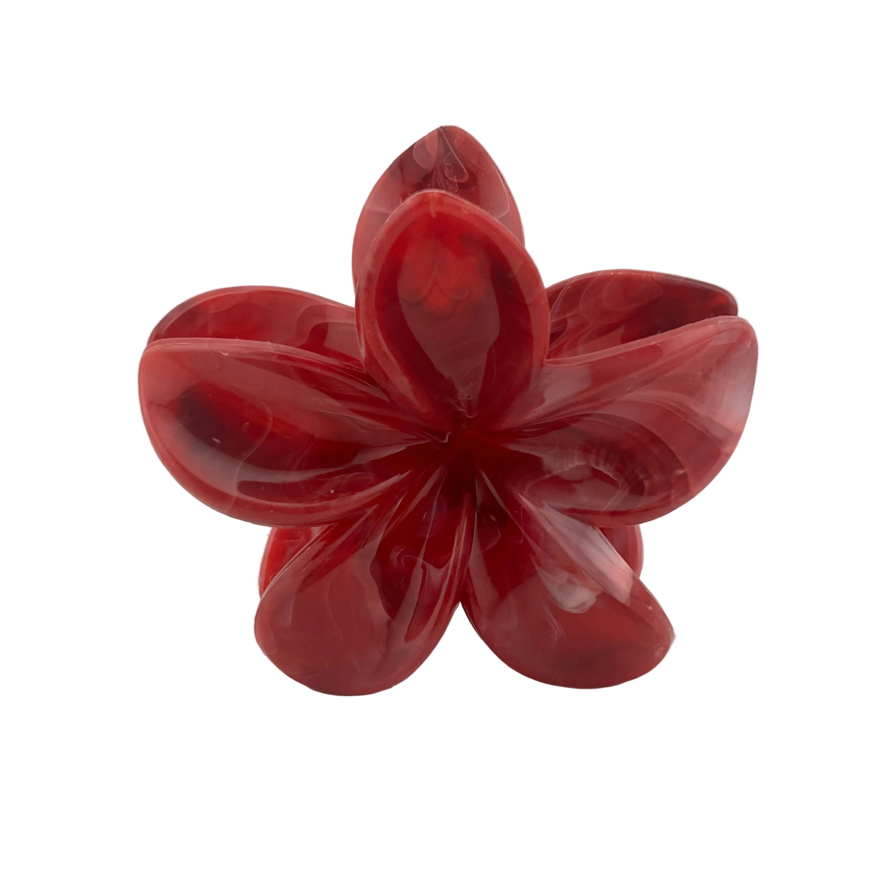 Plumeria Hair Clip - Large: Marbled Red