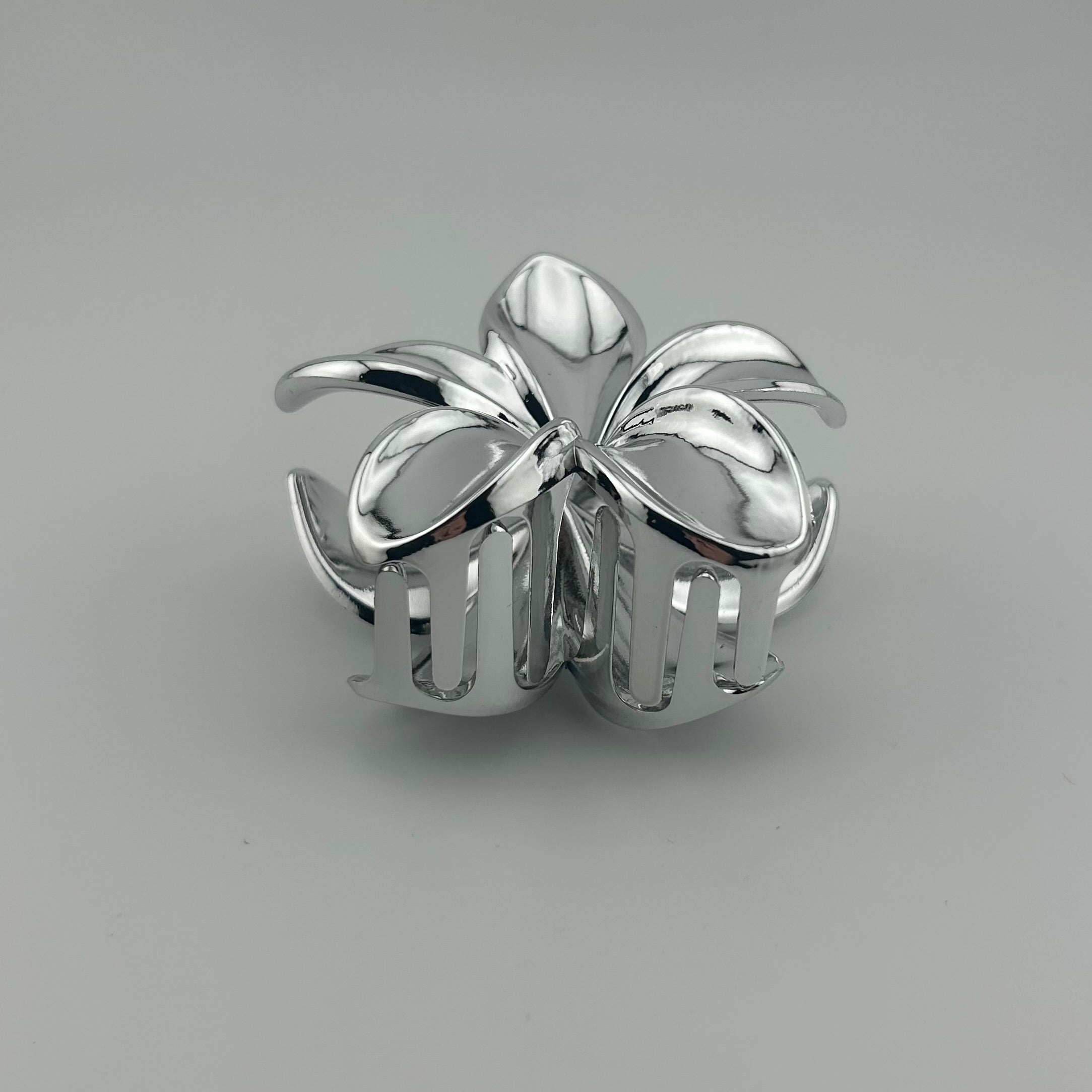 Plumeria Hair Clip - Large: Silver
