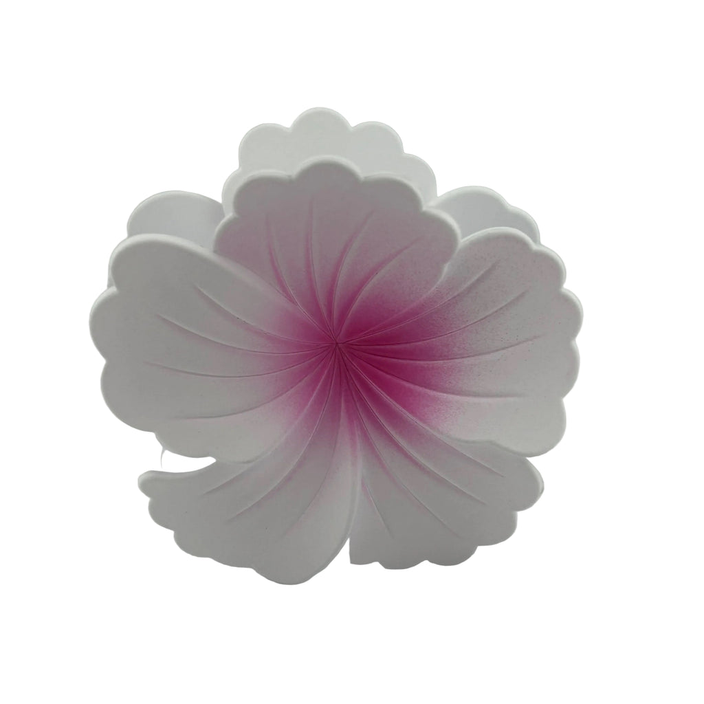 Hibiscus Hair Clip - Large: White/Pink