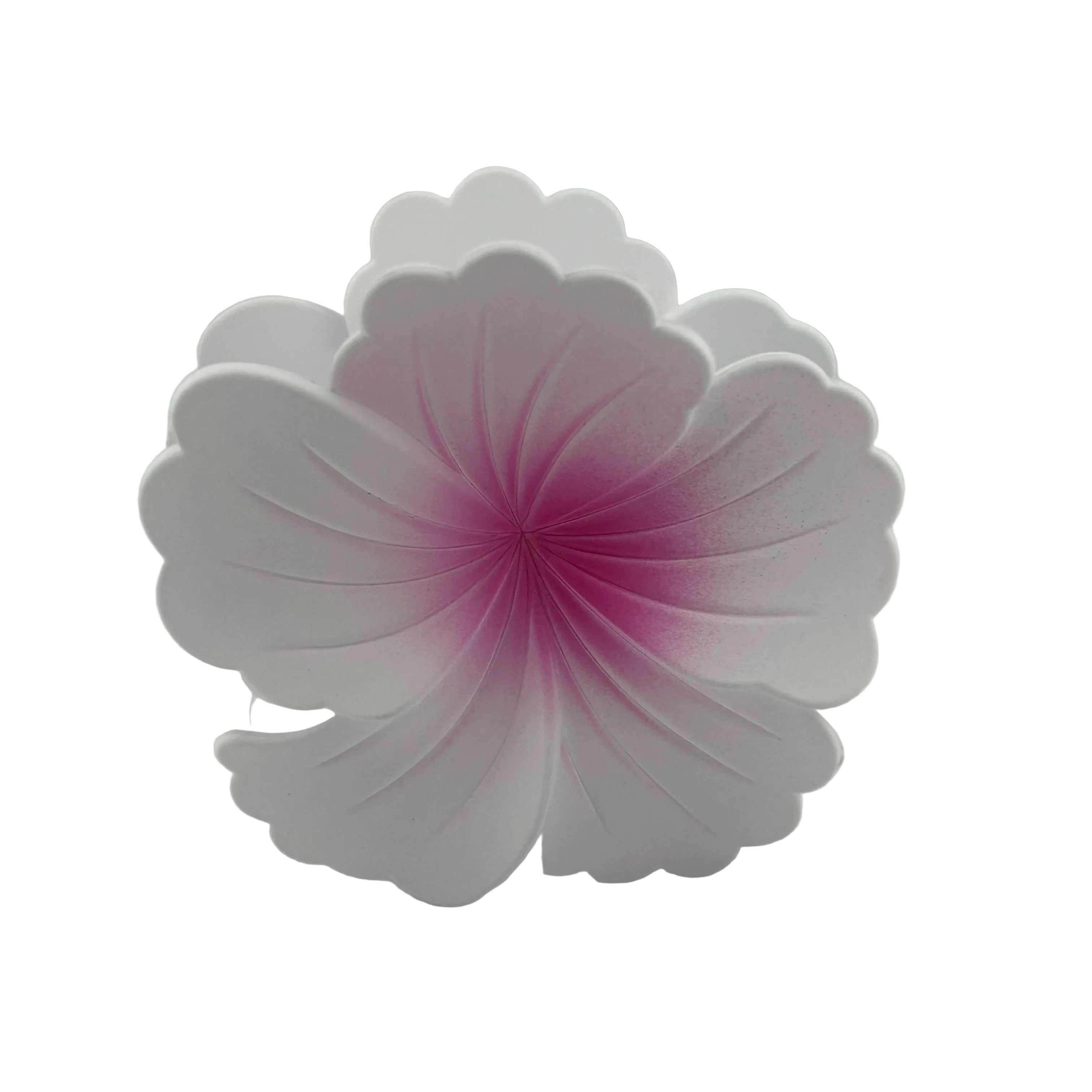 Hibiscus Hair Clip - Large: White/Pink