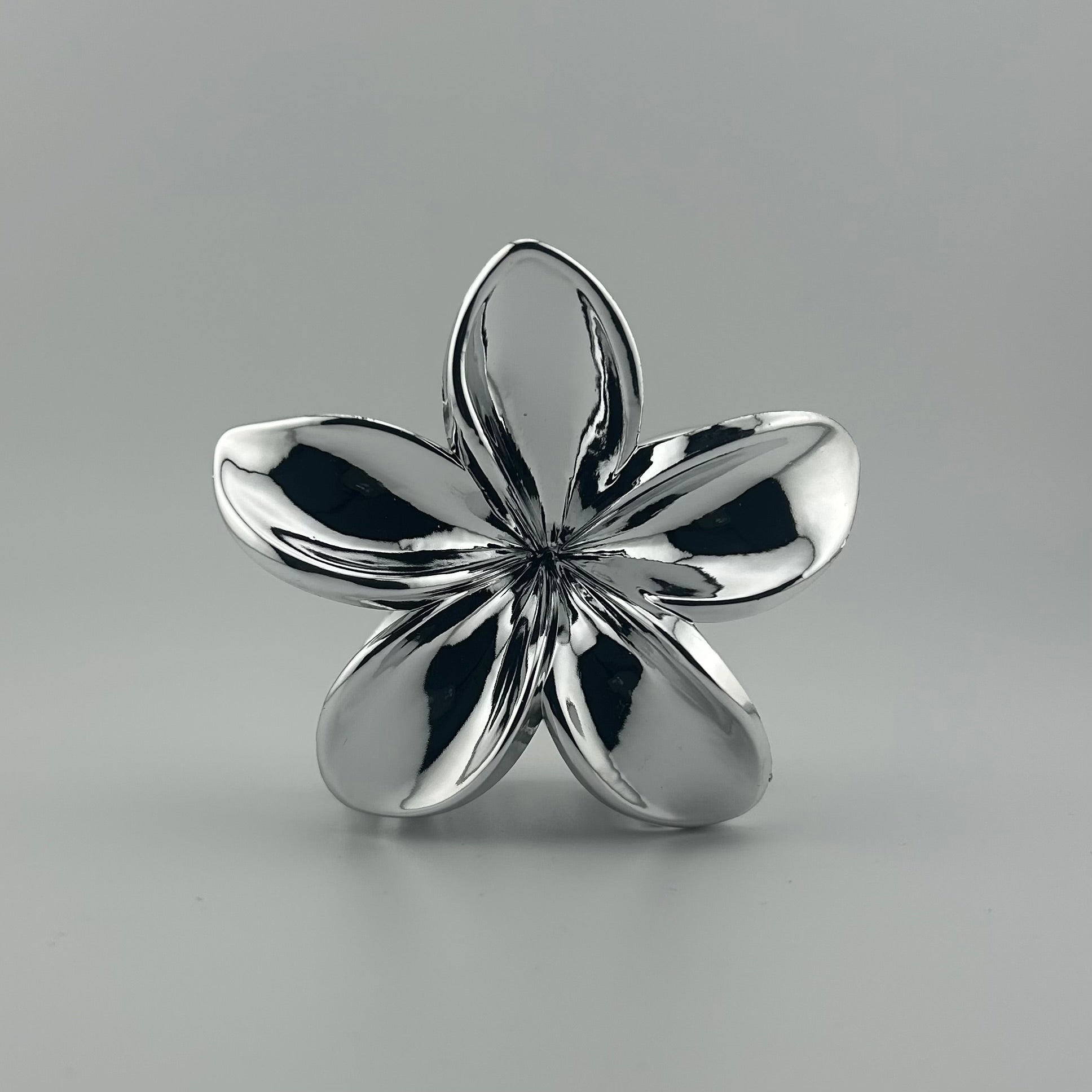 Plumeria Hair Clip - Large: Silver