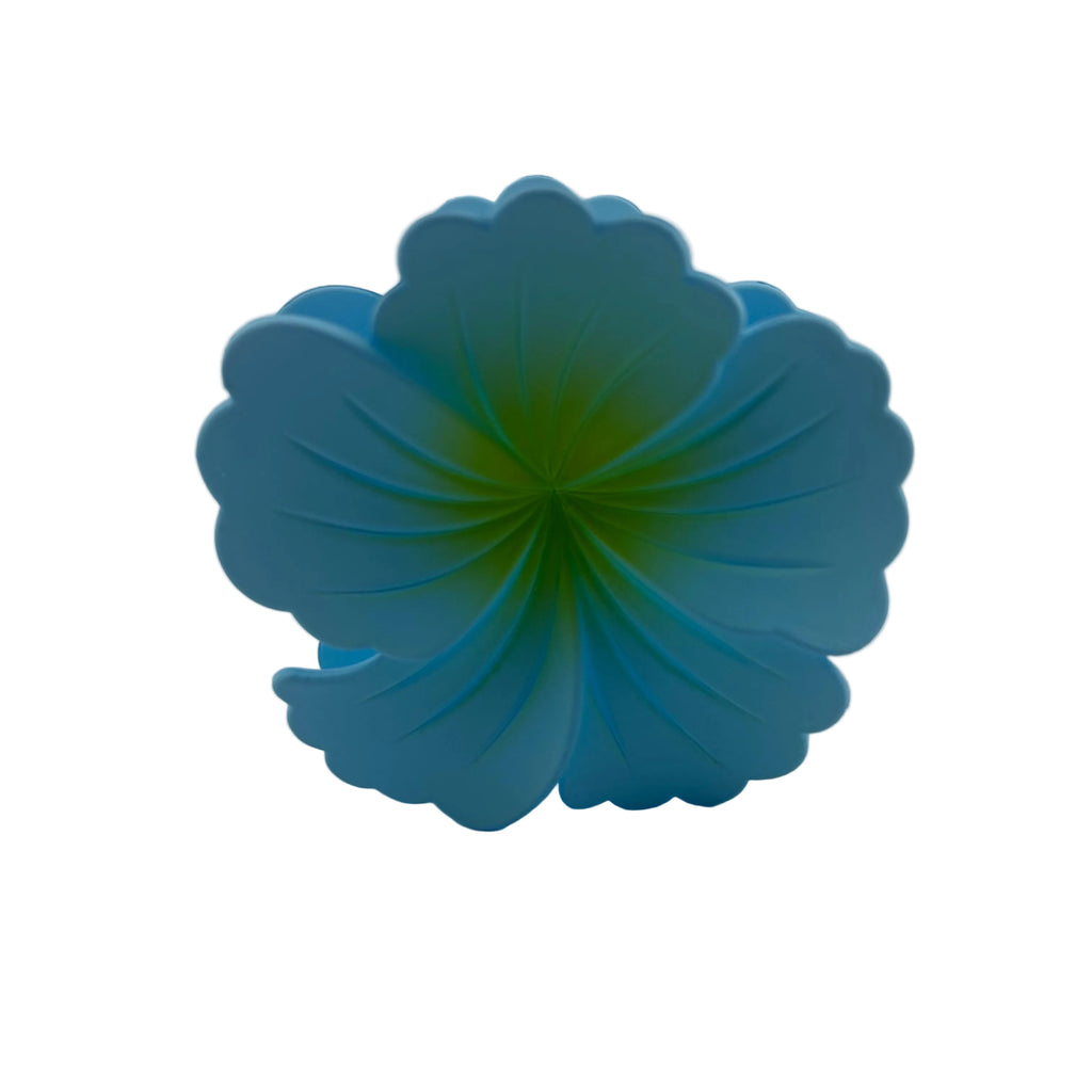 Hibiscus Hair Clip - Large: Light Blue/Green