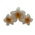 Plumeria Trio Hair Clip - Large: White/Orange