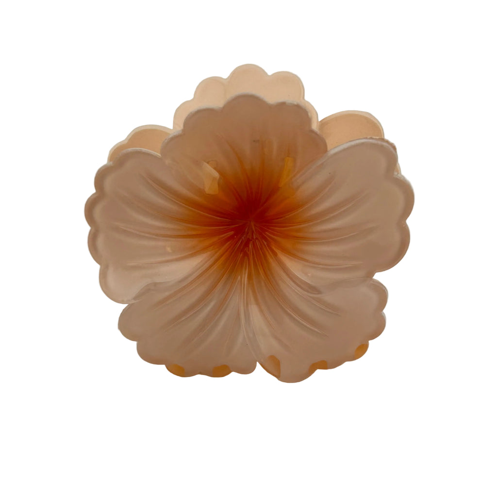 Hibiscus Hair Clip - Large: Light Orange/Orange