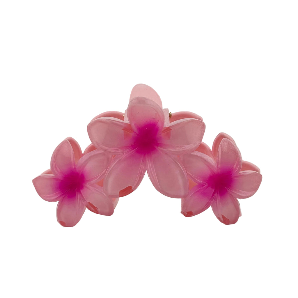 Plumeria Trio Hair Clip - Large: Pink