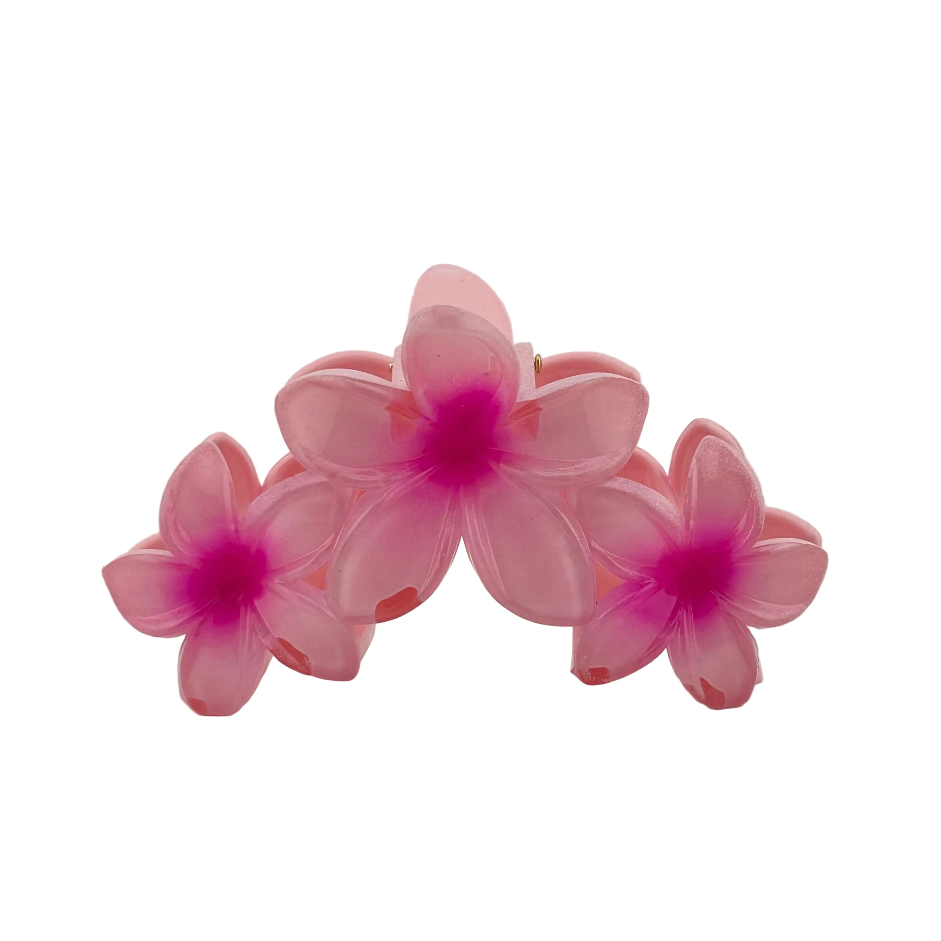 Plumeria Trio Hair Clip - Large: Pink