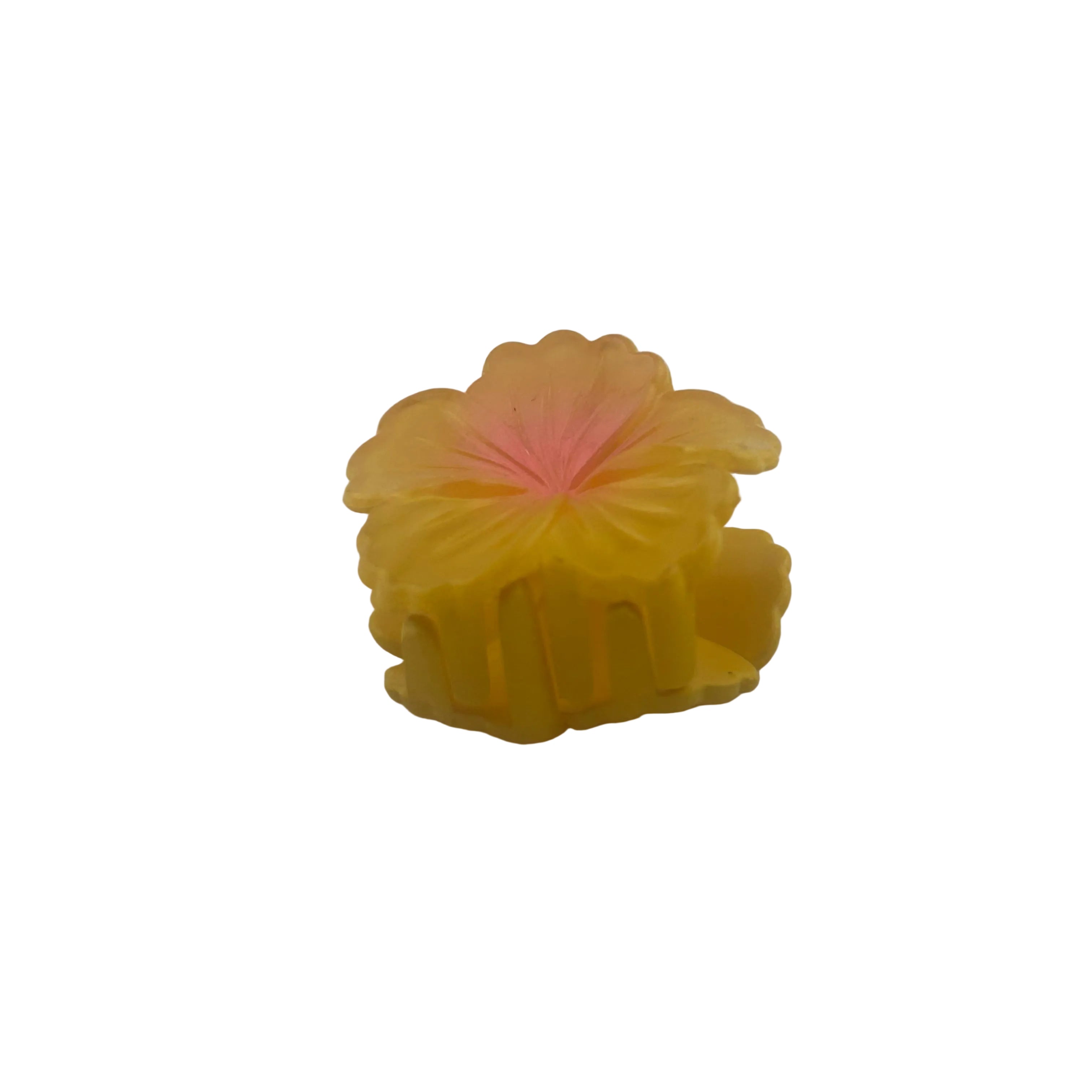 Hibiscus Hair Clip - Small: Yellow/Pink