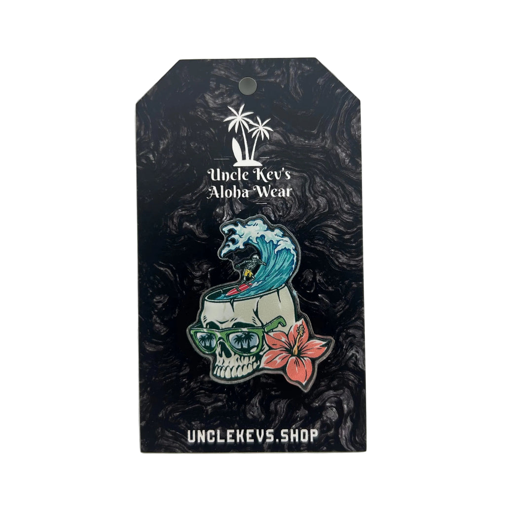 Skull Surfer Acrylic Pin