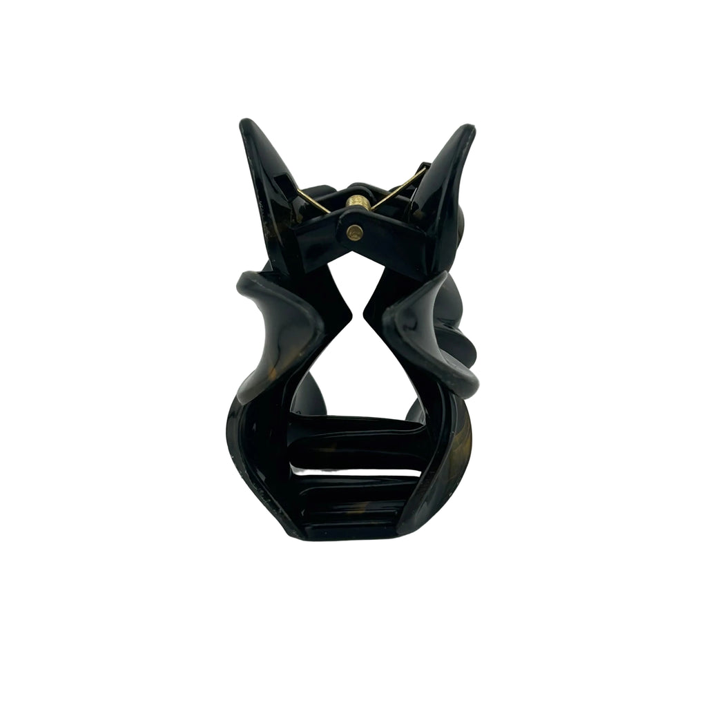 Plumeria Hair Clip - Large: Marbled Black/Gold