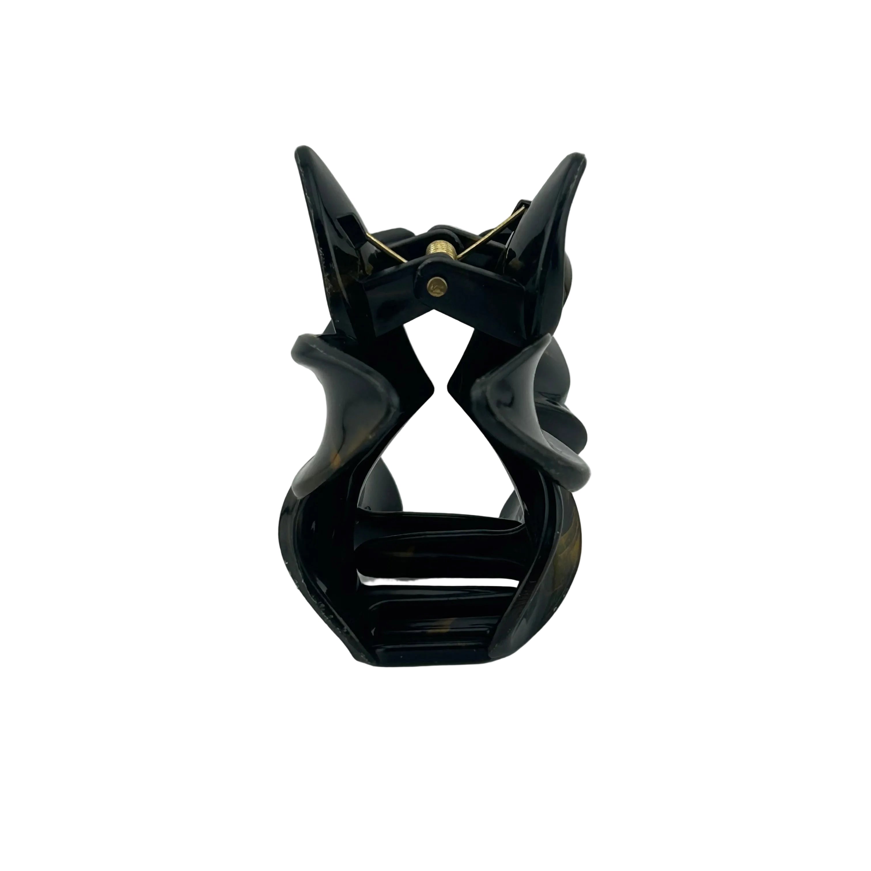 Plumeria Hair Clip - Large: Marbled Black/Gold