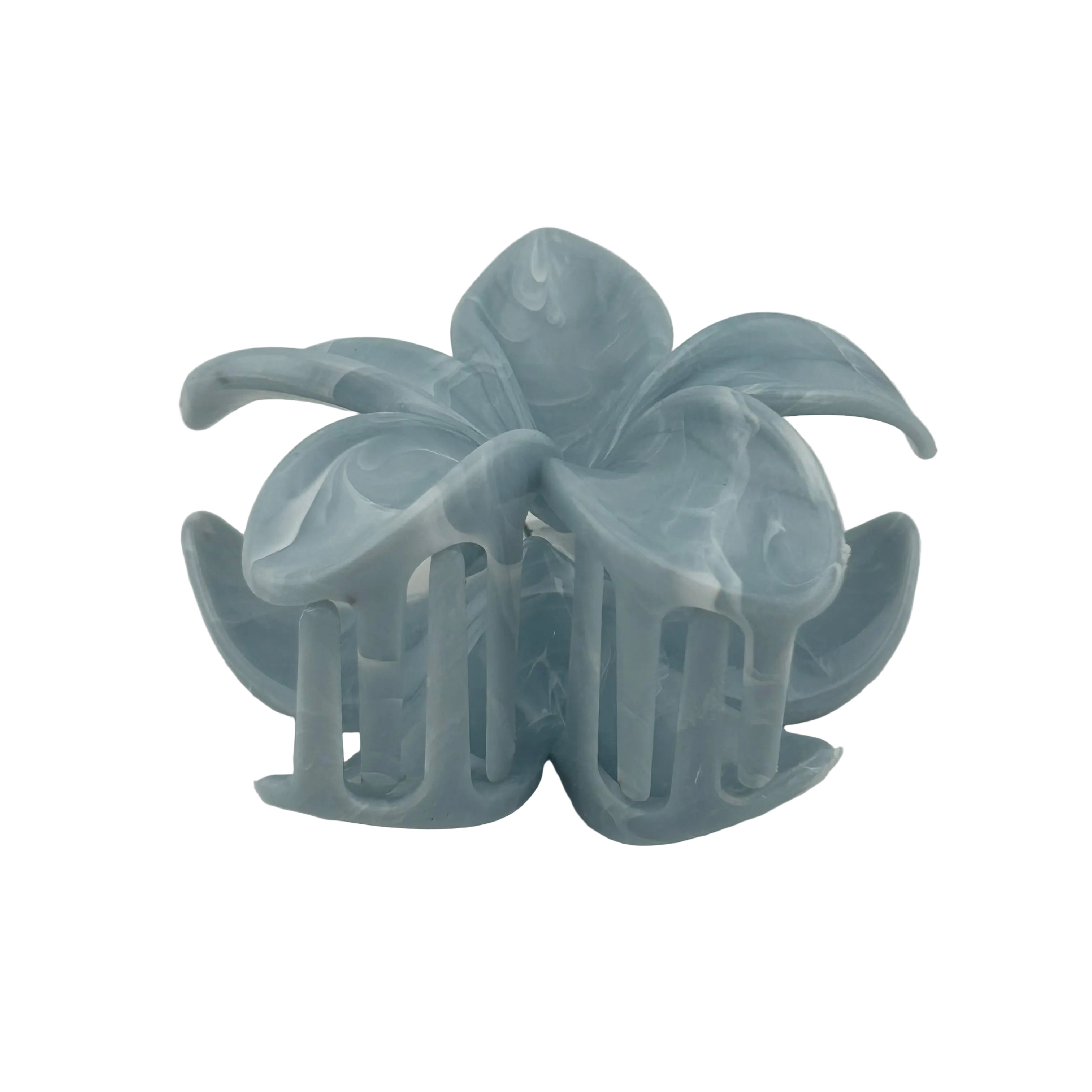 Plumeria Hair Clip - Large: Marbled Blue Gray