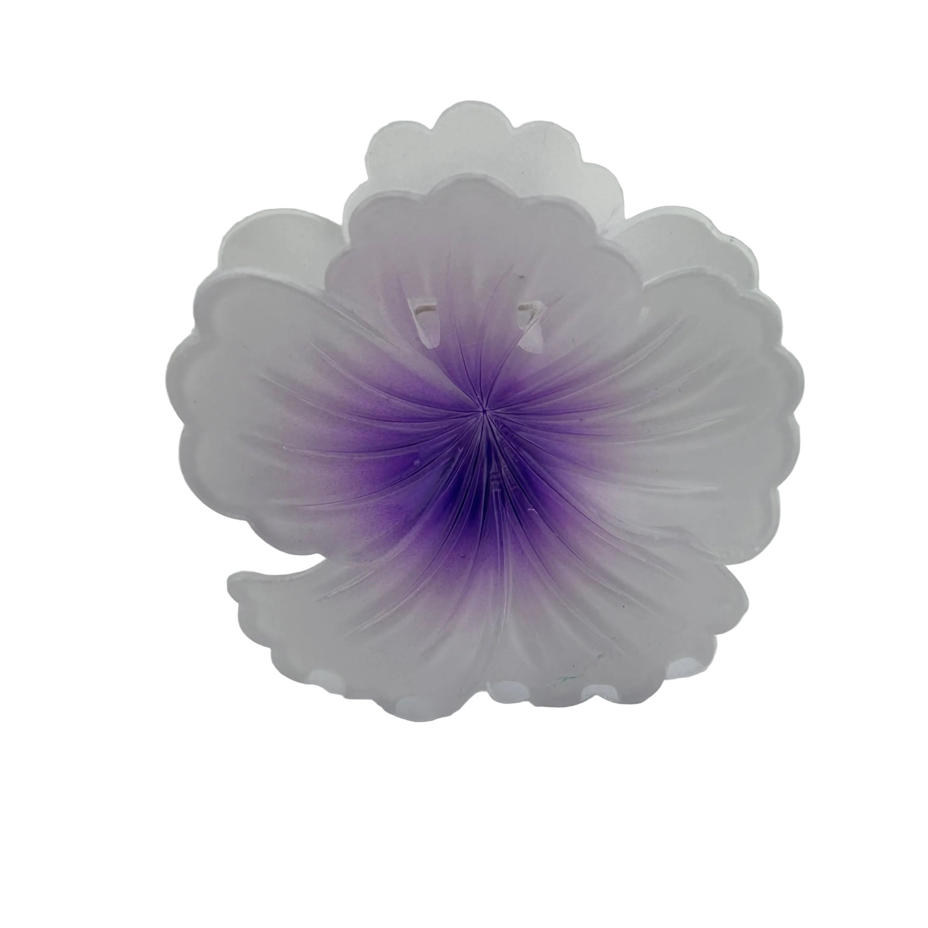 Hibiscus Hair Clip - Large: White/Purple