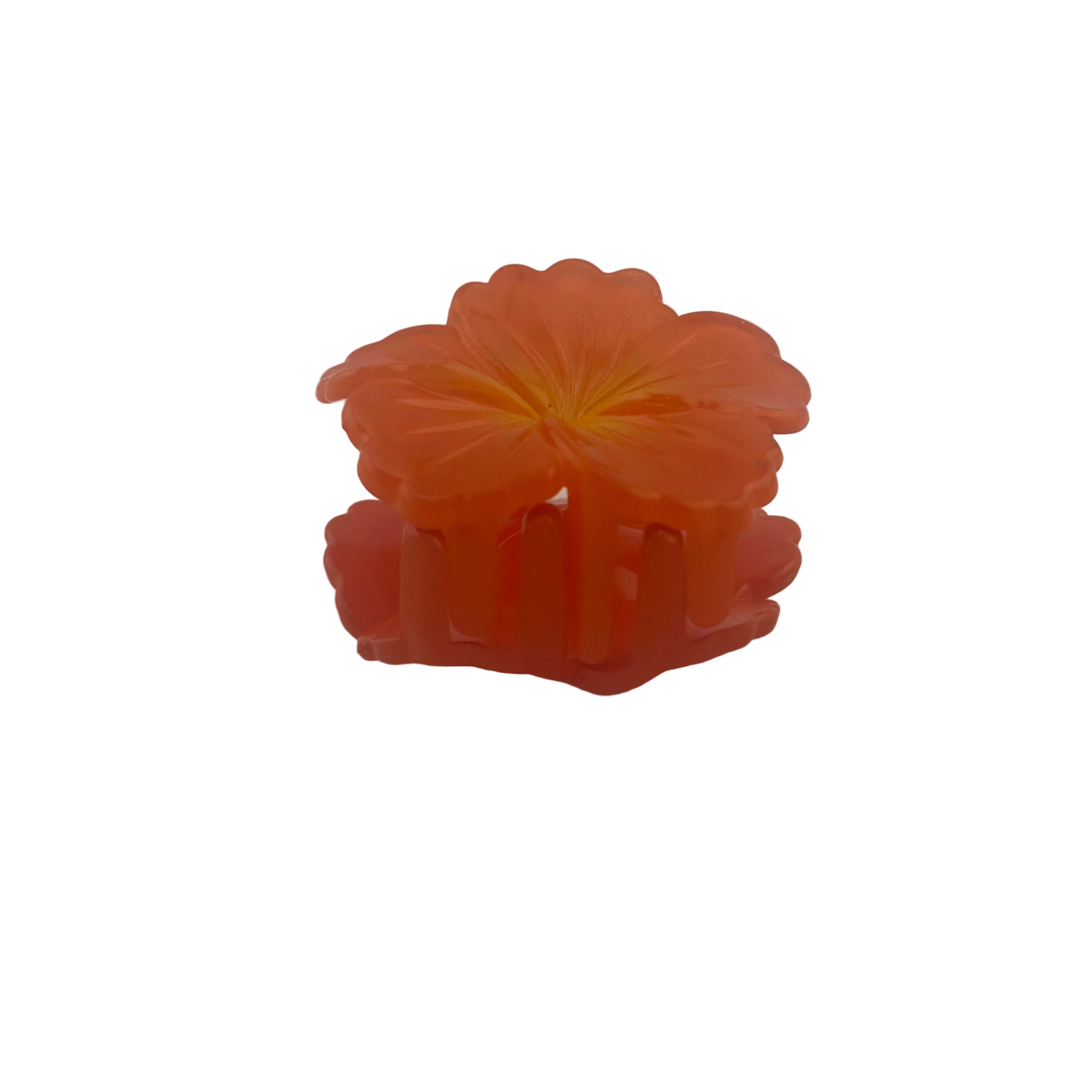Hibiscus Hair Clip - Small: Orange/Yellow