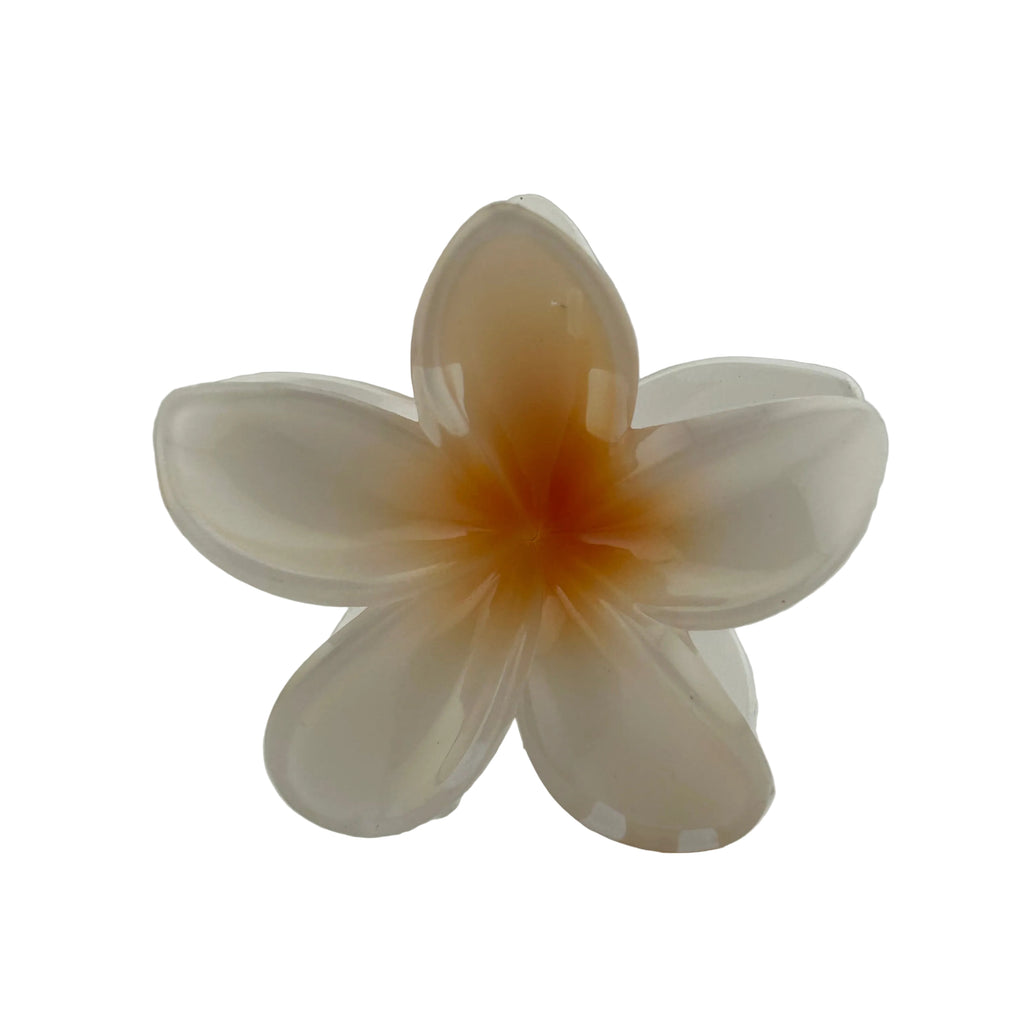 Plumeria Hair Clip - Large: White/Orange