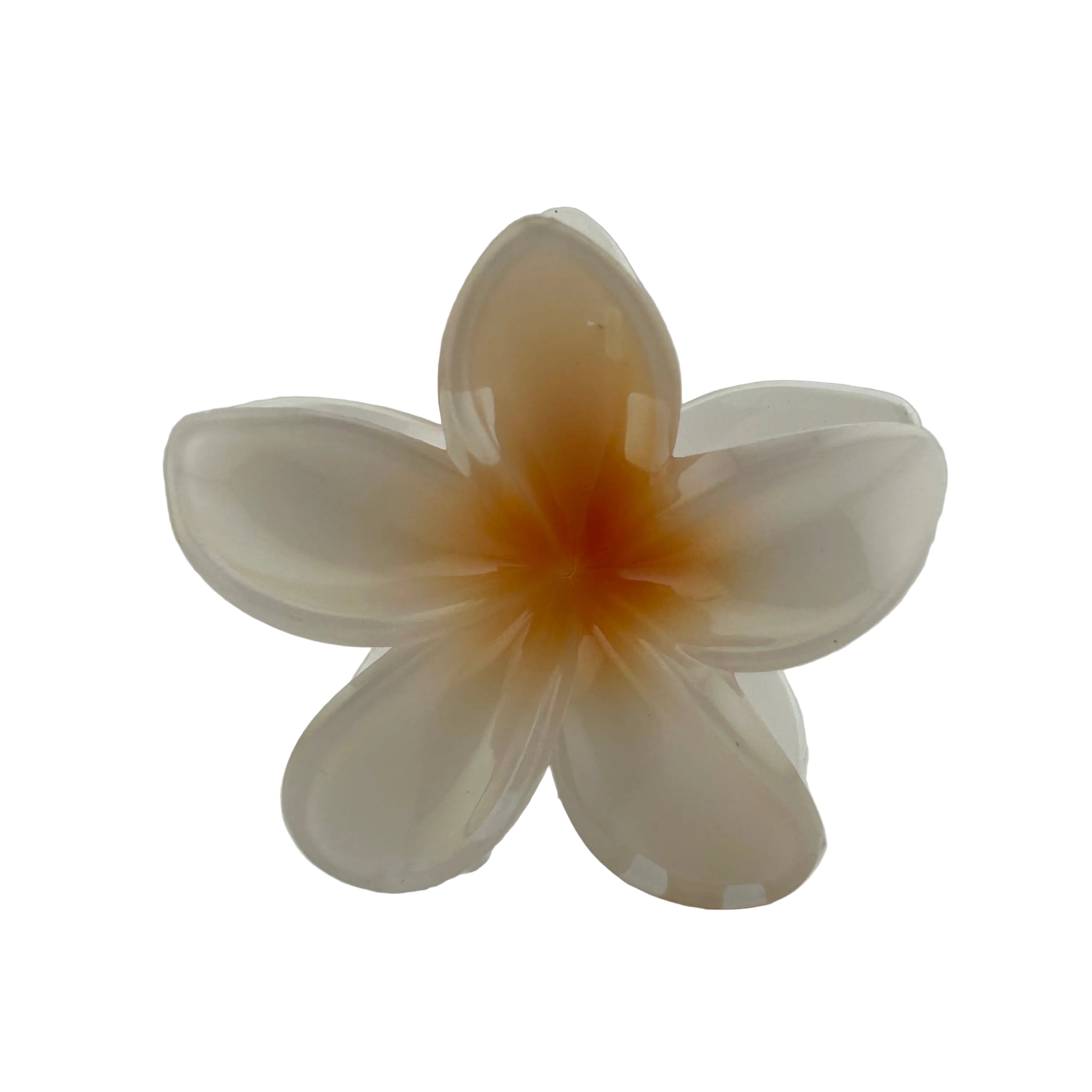 Plumeria Hair Clip - Large: White/Orange