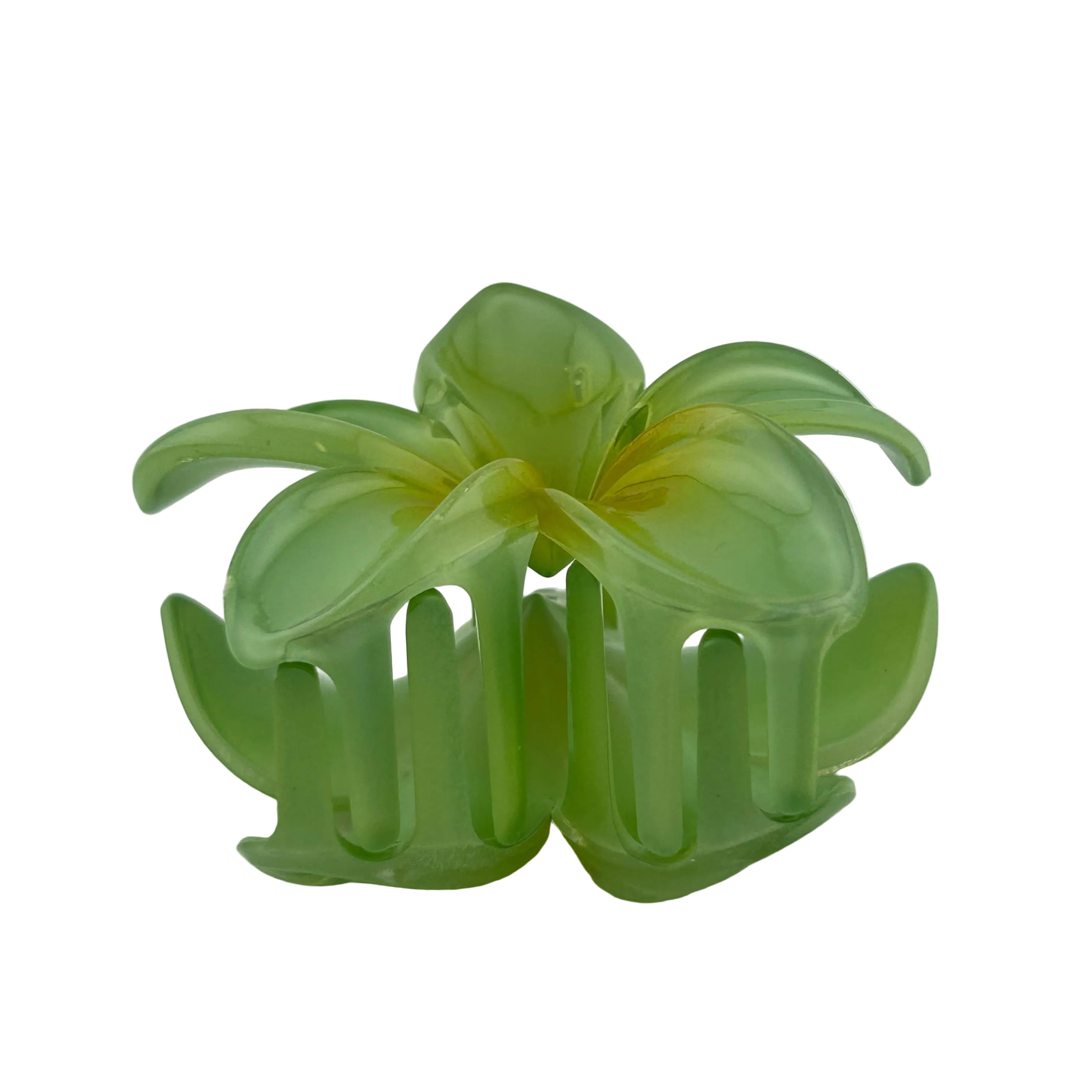 Plumeria Hair Clip - Large: Green/Gold