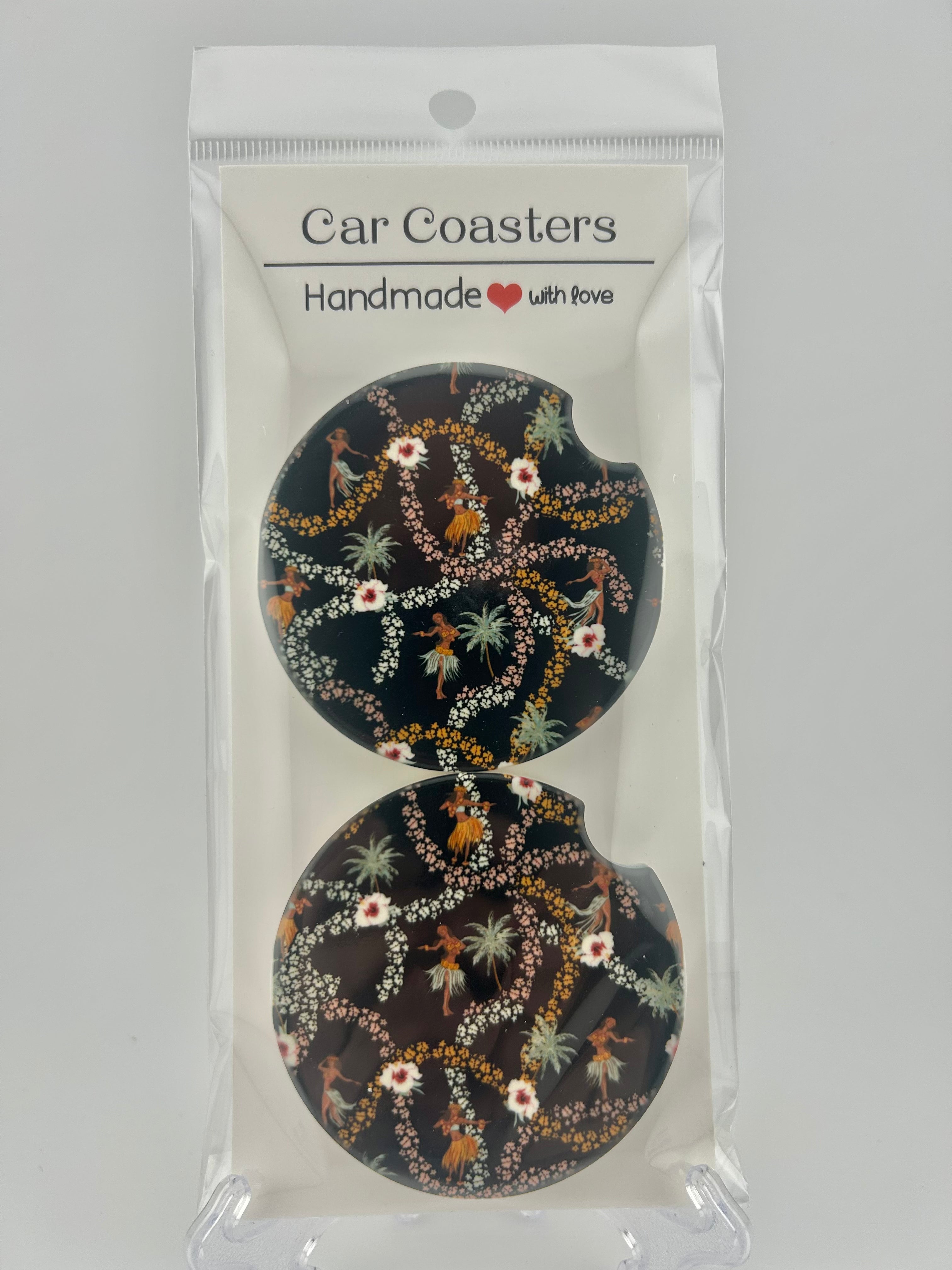 Hibiscus Hula Car Coaster Set